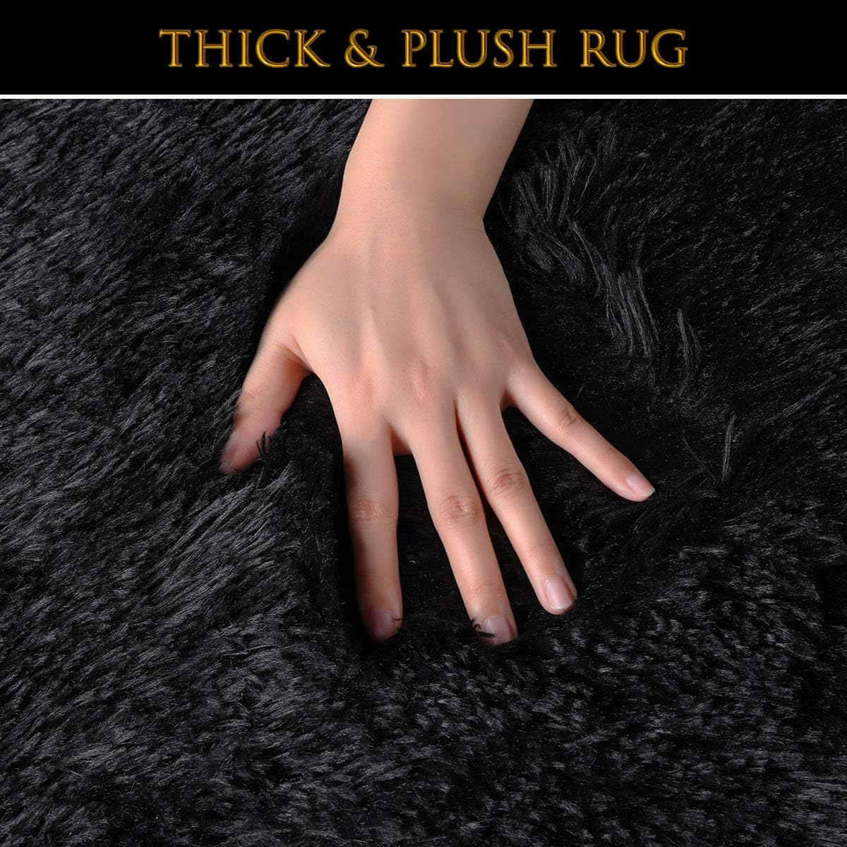 Pacapet Fluffy Area Rugs, Black Shag Rug for Bedroom, Plush Furry Rugs for Living Room, Fuzzy Carpet for Kid'S Room, Nursery, Home Decor, 3 X 5 Feet image number 1