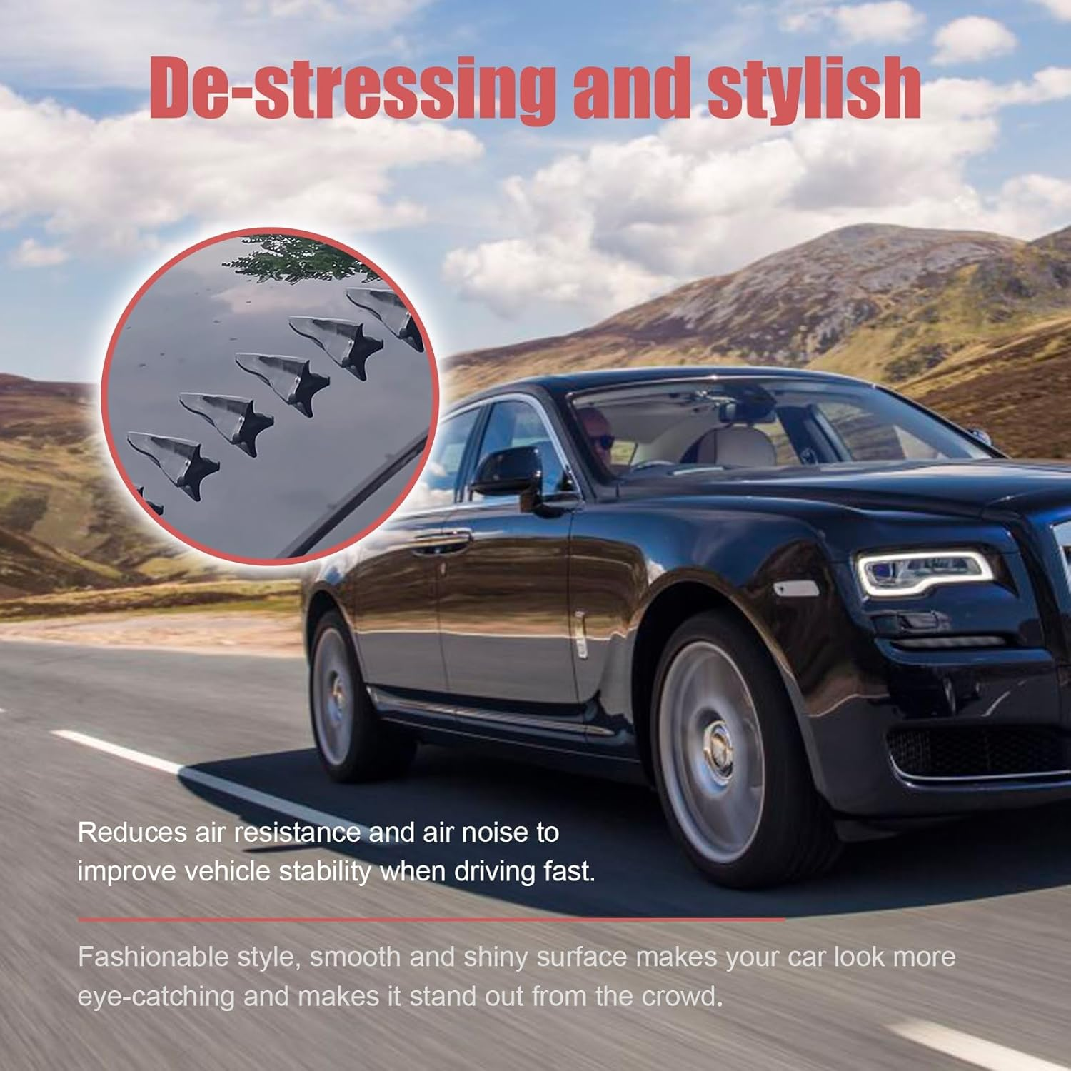 10 PCS Car Shark Fin Diffuser, Universal Roof Diffuser Spoiler, Car Shark Fin Antenna Kit with Selfadhesive Tapes, Vehicle Exterior Decor Accessories Stickers for Most Cars (Carbon Fiber)