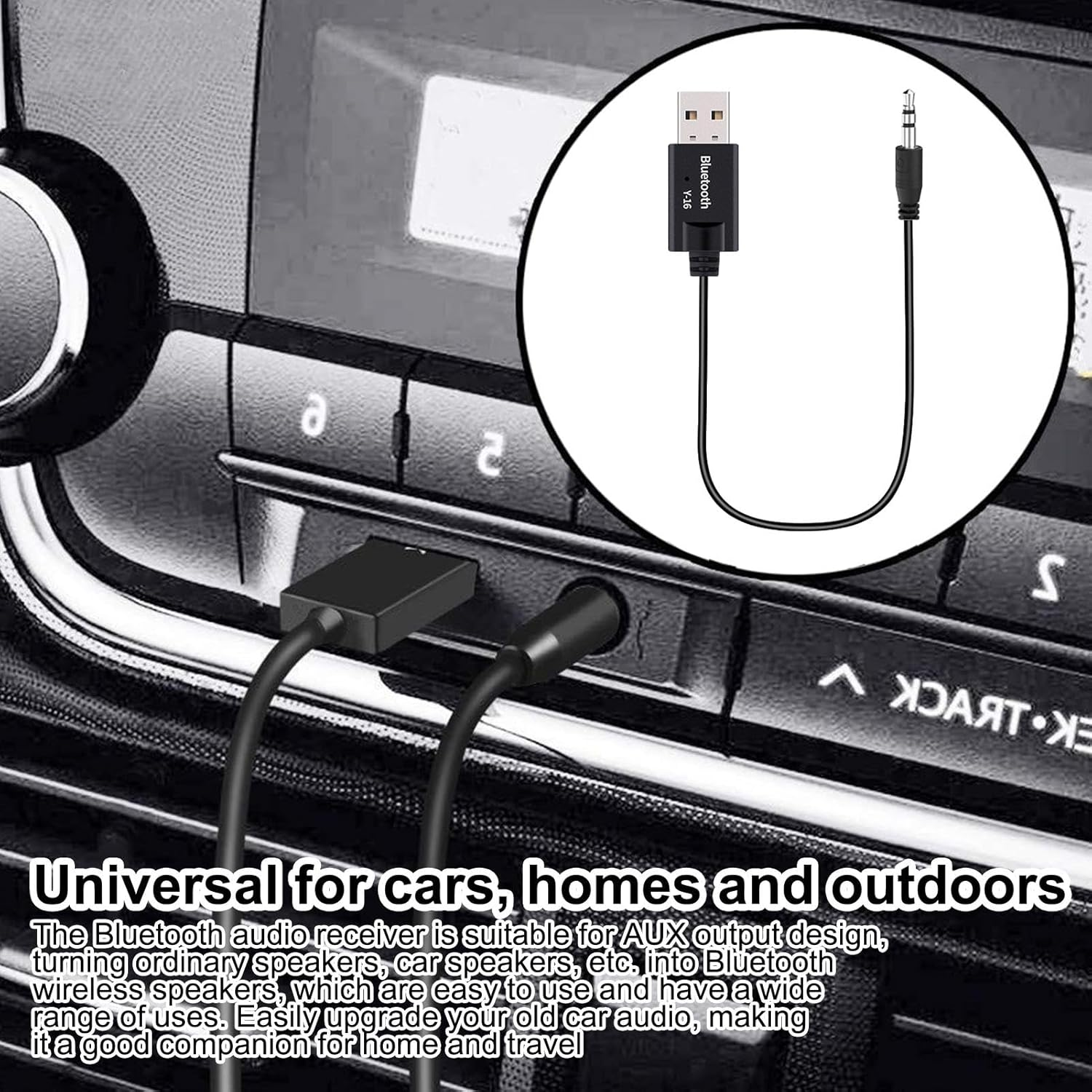 USB to Audio Jack Adapter - Plug and Play, USB to 3.5Mm Audio Jack BT4.2 Receiver - Hi-Fi Music, Audio Car Stereo Jack Cables USB Cord for Car Stereo Home Speakers