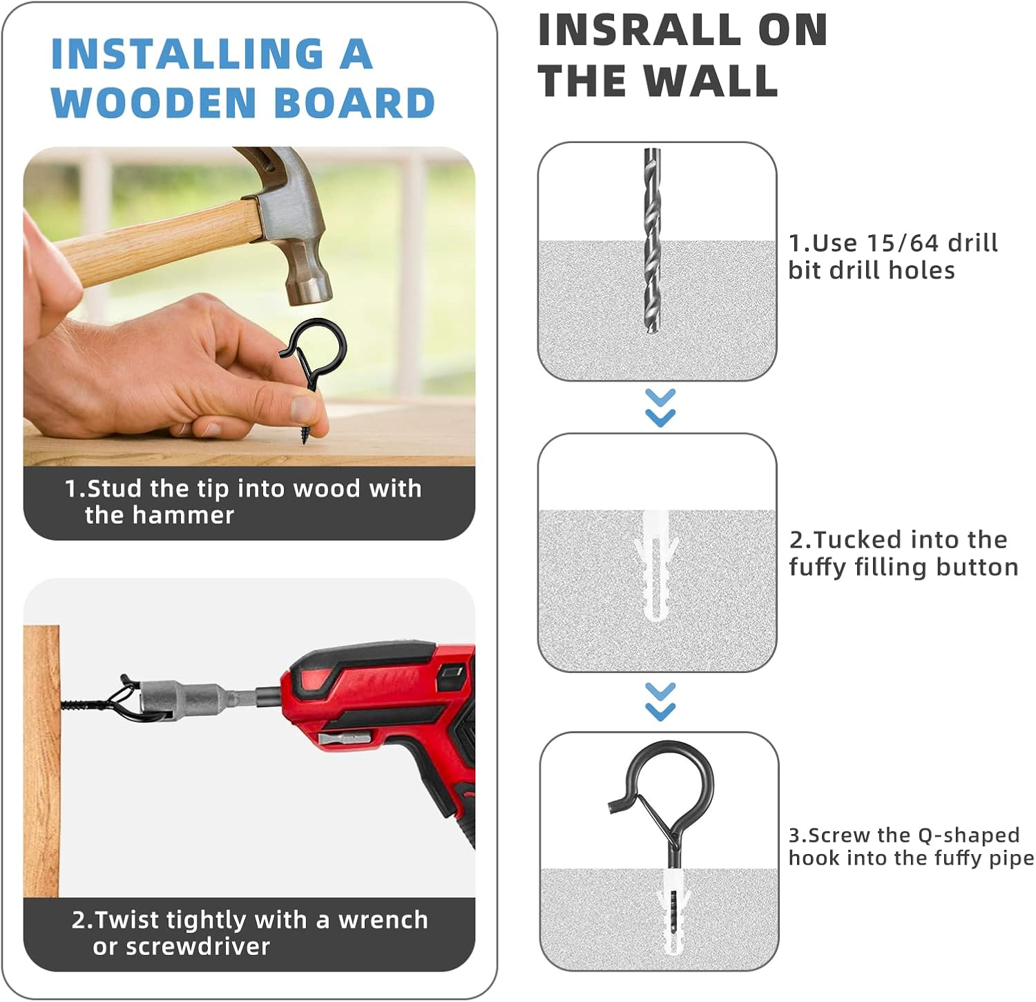 Esteopt Screw-In Hooks, Q-Hanger Hooks, Screw Hooks for Outdoor String Lights Plants, Birdcage, Feeders, Christmas Decor, Mounted on Ceiling or Wall (Black-8Pcs) image number 5