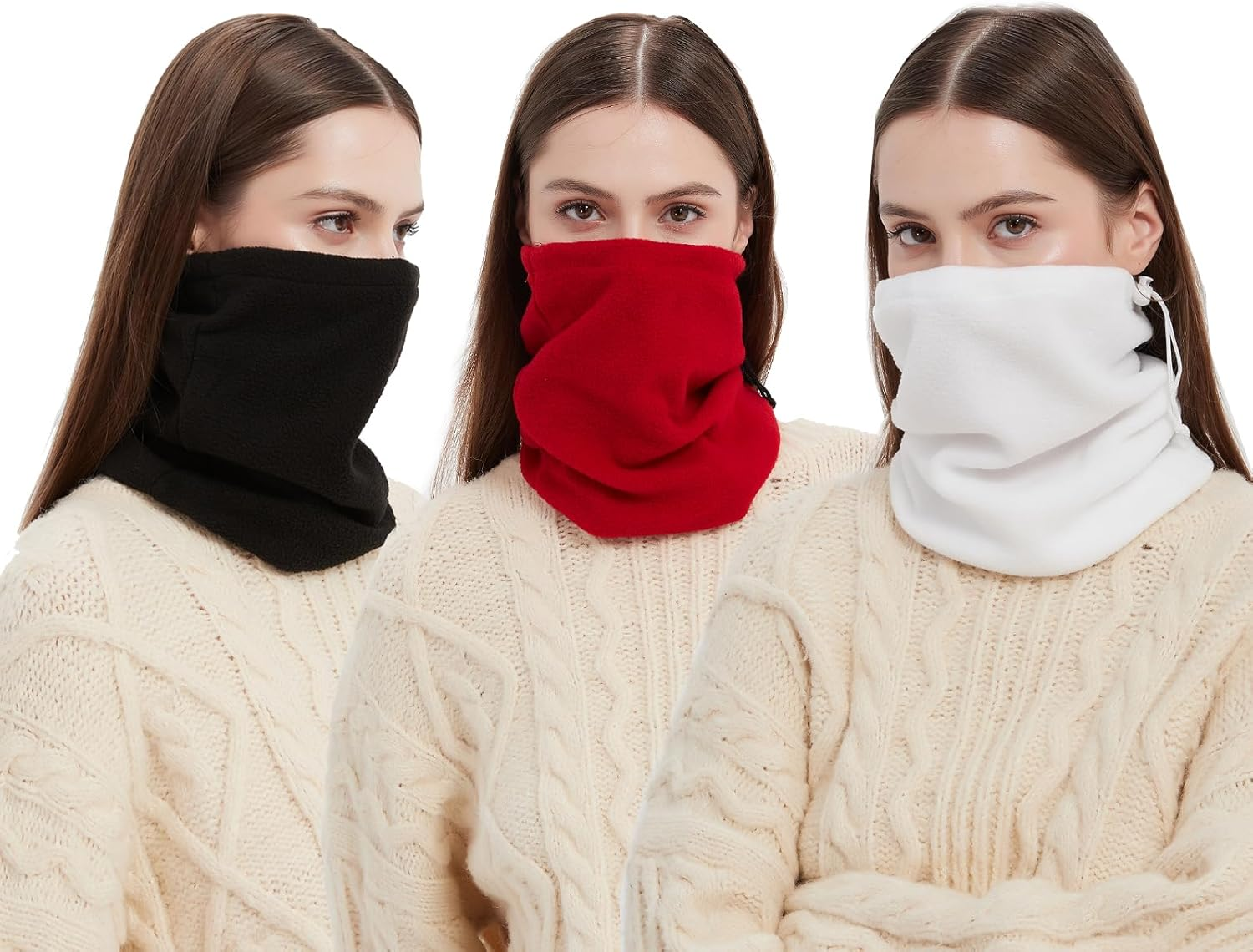 LERTREE 3PCS Winter Neck Warmer Neck Gaiter Fleece Skiing Cycling Windproof Balaclava Scarf for Men Women