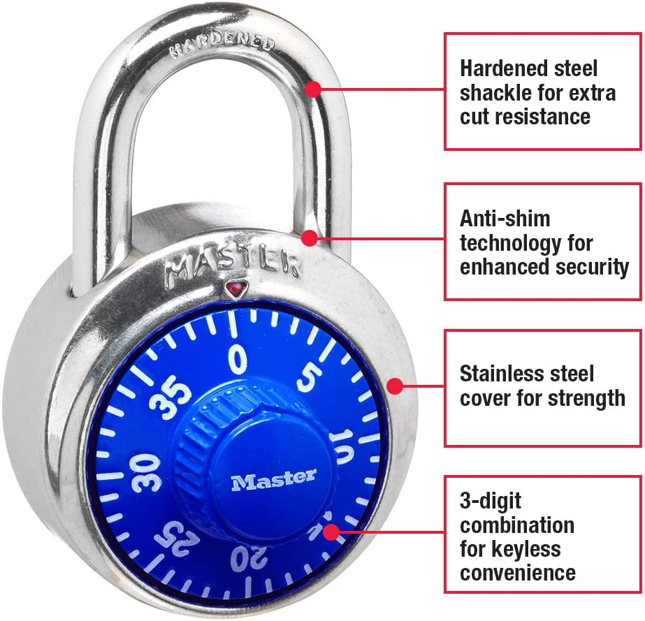 Master Lock Combination Lock for Gym Lockers &ndash; Locker Combination Padlock, Pack, Blue &ndash; the Ideal Combo Lock for School/Gym Locker Security