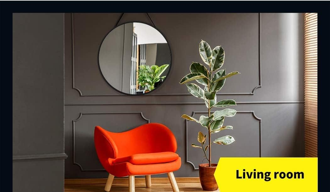 Levede Wall-Mounted Mirror round Shaped 60Cm, Black Circle Bathroom Makeup Wall Mirror with Smooth Edge M Size, Black round Mirror Steel Frame for Living Room, Bathroom, Wall, Entryway, Black image number 1