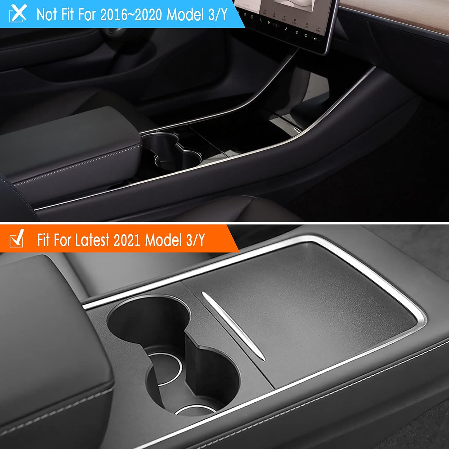 Farmogo Center Console Wrap Kit Matte Black Console Cover Interior Decoration Wrap Kit Compatible with Tesla 2021-2025 Model Y & 2021-2023 Model 3 Accessories (Black)