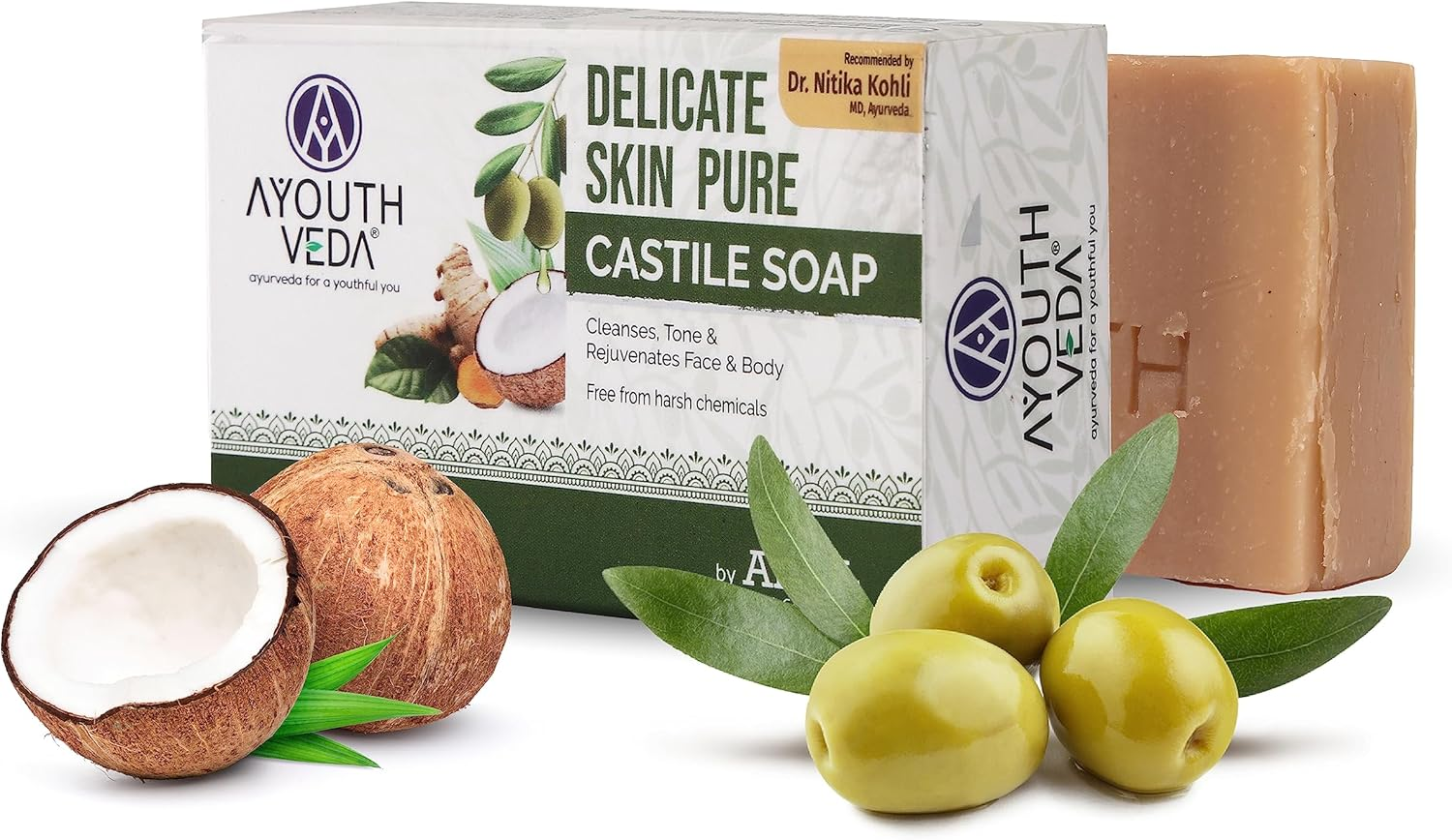 Ayouthveda Combo for Dirt Free Clear Skin, Dark Spots, Refreshes Complexion - Deep Clean Foaming Face Wash | Delicate Skin Pure Handmade Castile Soap with Neem & Tulsi image number 2