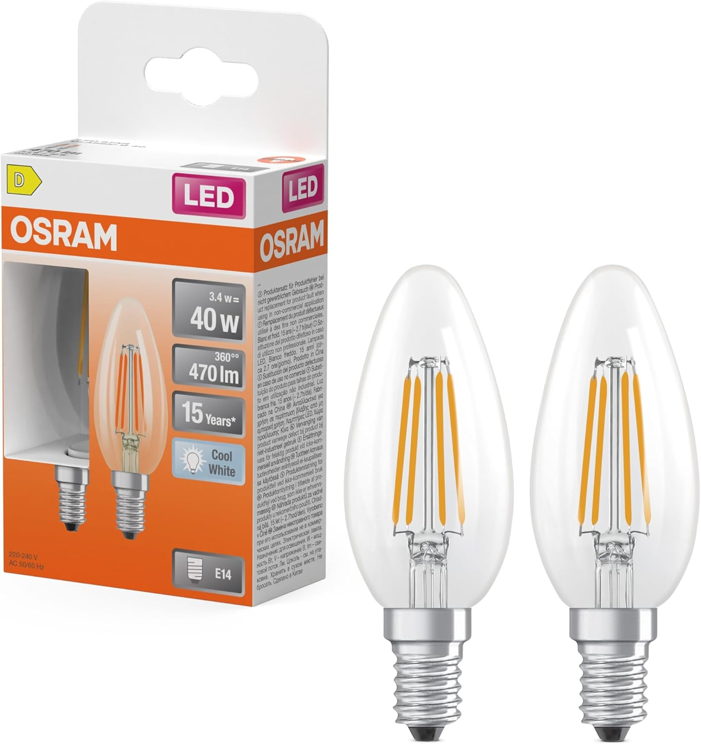 OSRAM LED Retrofit Classic B 3.4 W 840 Clear E14