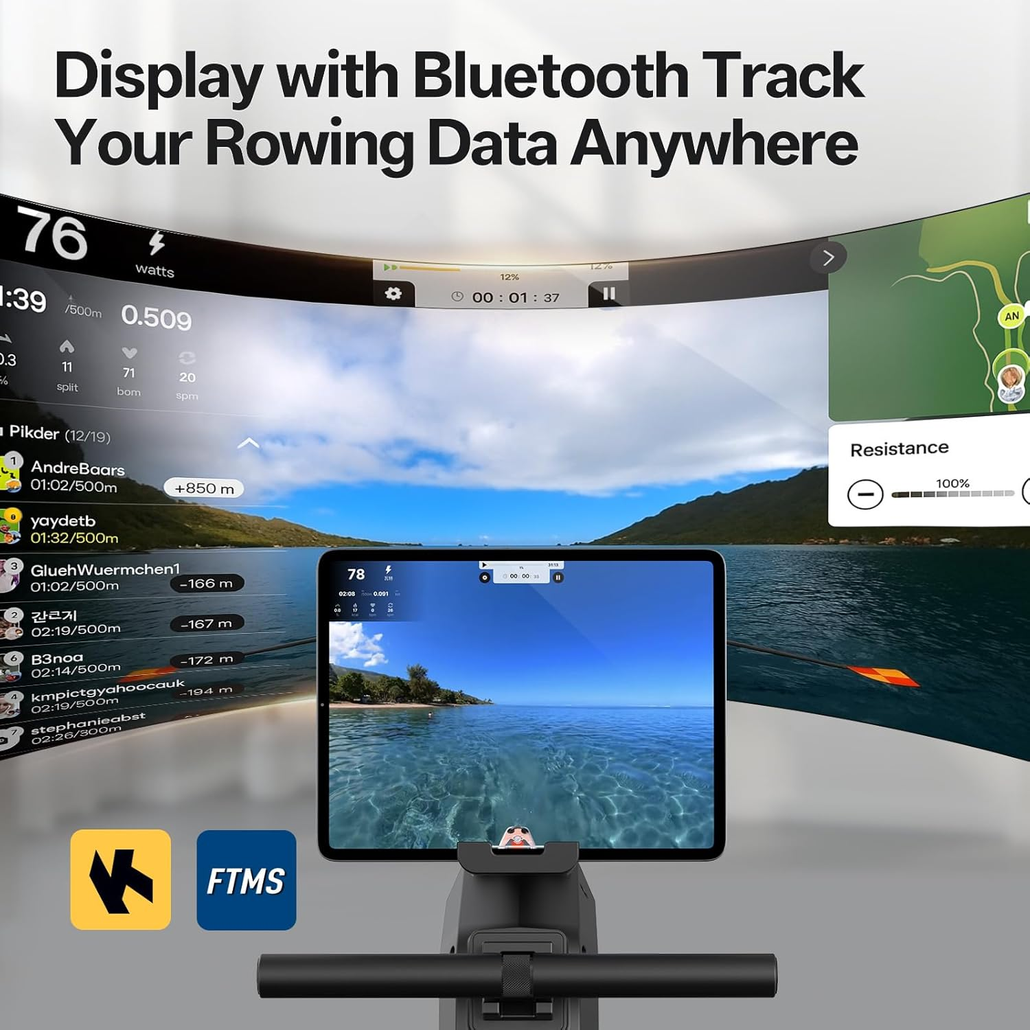 JOROTO Rowing Machine for Home, Quiet Indoor Magnetic Rower with Bluetooth Monitor, Max Weight Capacity 160KG, Easy to Assemble, Vertical Storage, Space-Saving image number 4