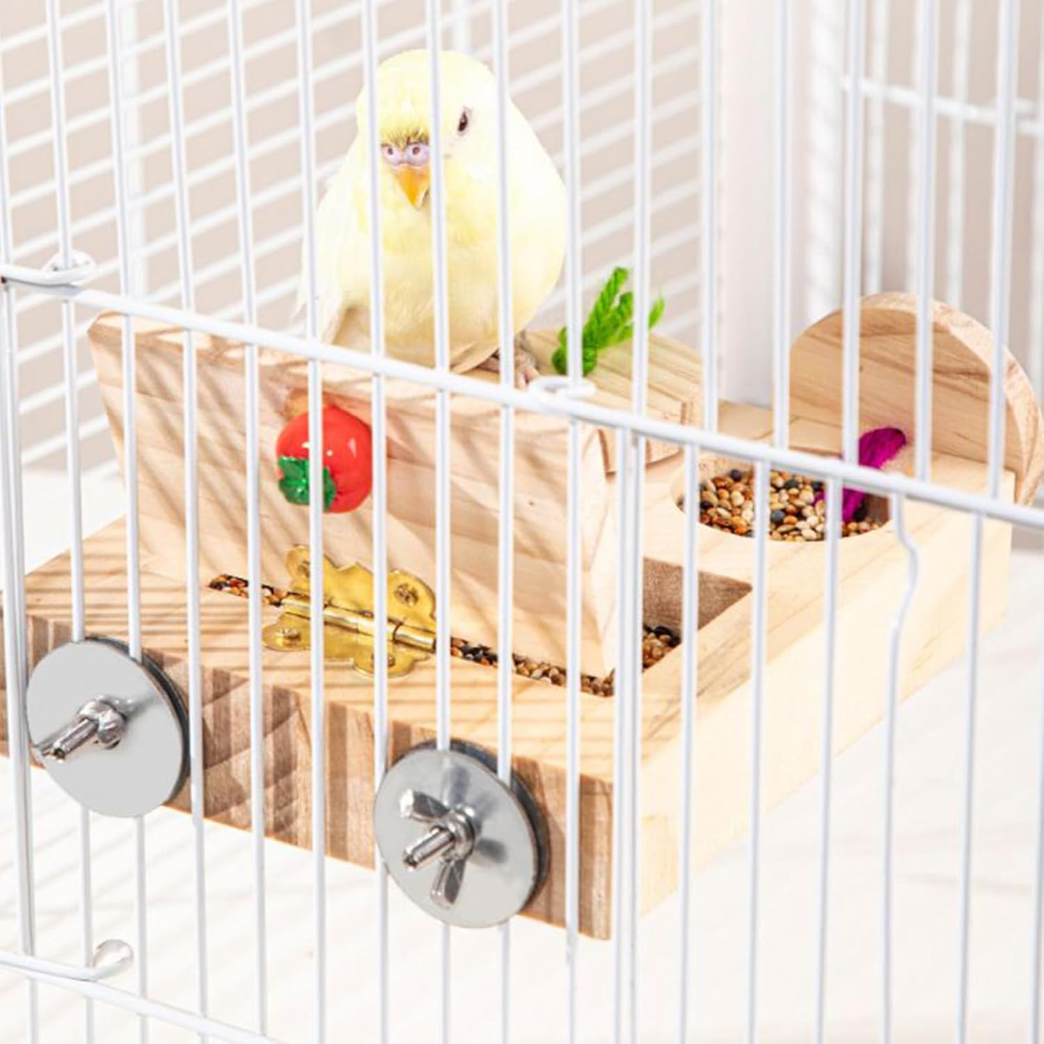 Parrot Foraging Toys, Bird Chew Toy, Mental-Stimulation Interactive Beak-Healthy Natural Wooden Safe Portable Playground for Cage Nesting Behavior Flight Exercise