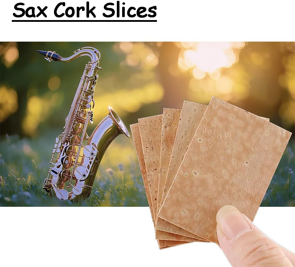 Neck Cork and Key Buttons Replacement Kit for Alto Saxophone. 9Pcs Saxophone Key Buttons Snap-Fastener Mica Sheets and 5Pcs Universal Saxophone Neck Cork Stoppers of Cork For image number 5