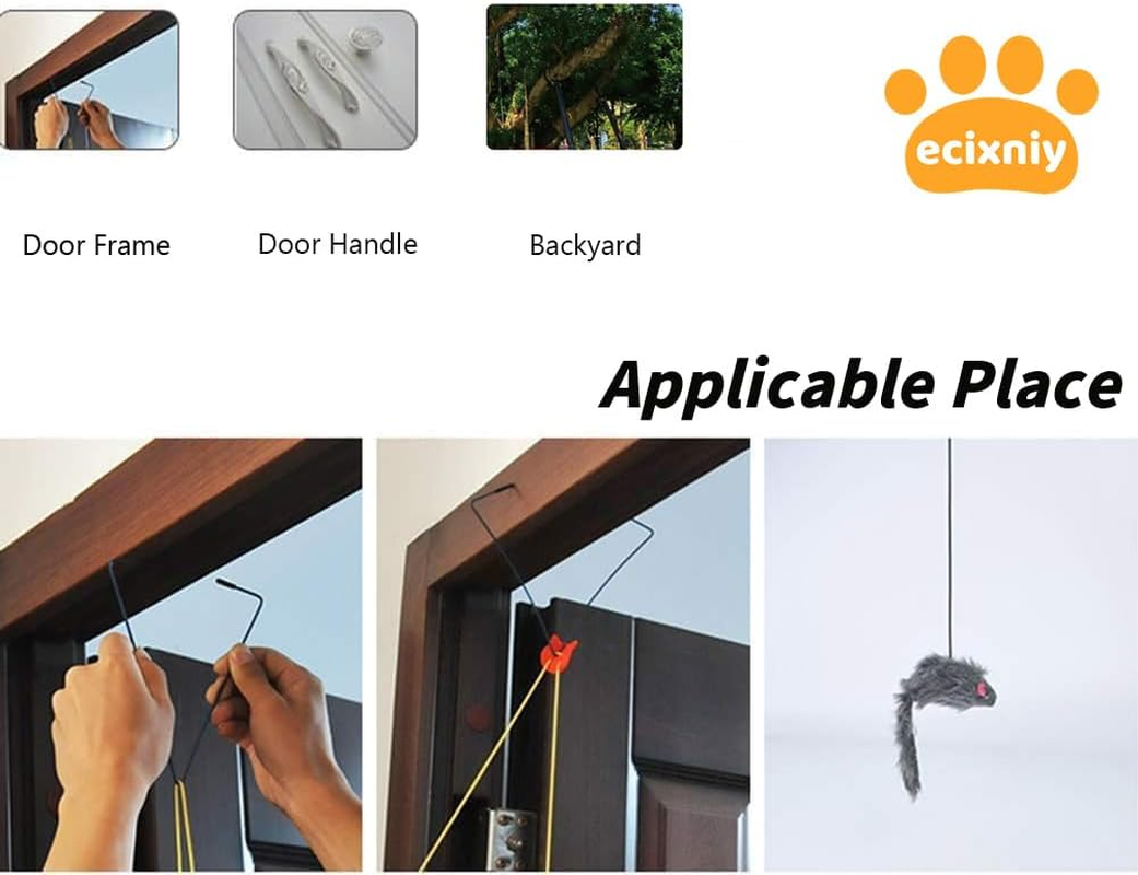 Ecixniy - Interactive Hanging Cat Toy for Indoor Cats - Durable Kitten Toy with Adjustable Elastic Rope, Safe & Non-Toxic Cat Toys for Indoor Exercise, Hunting Play, and Stress Relief (Mouse) image number 4