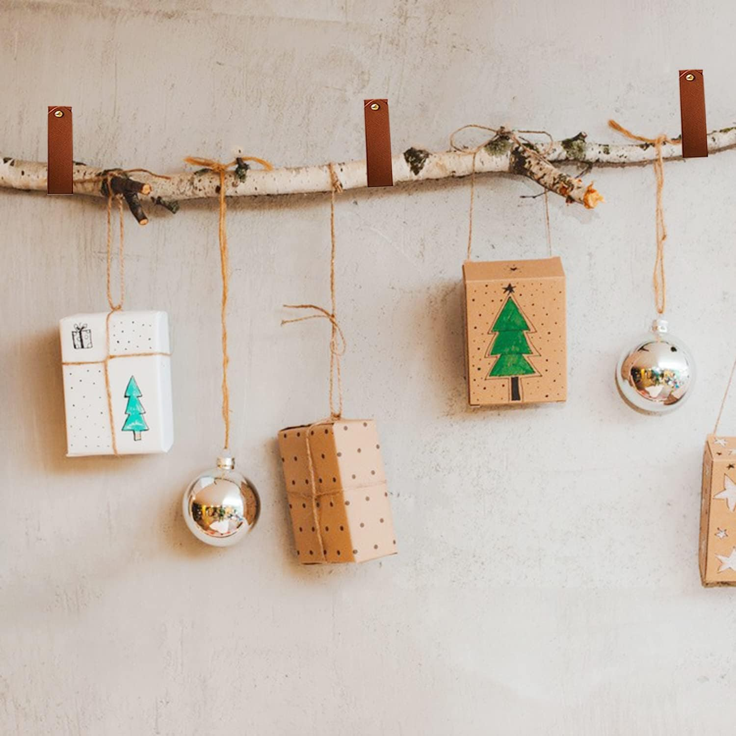 4Pcs Wezxrauo Leather Curtain Rod Holders, Bohemian Style Wall Hooks for Bathroom Bedroom Living Room, Decorative Curtain Tiebacks with Rustic Hardware image number 6