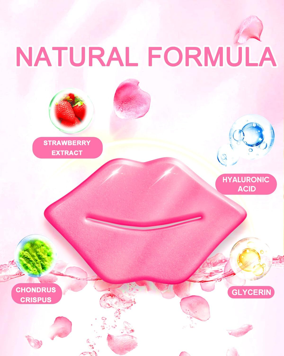 Bukamkom Collagen Lip Mask 20 Pieces,Which Can Provide Long-Lasting Nourishment,Moisturization,And Improve Wrinkles,Overnight Pink Lip Mask Individually Wrapped image number 2