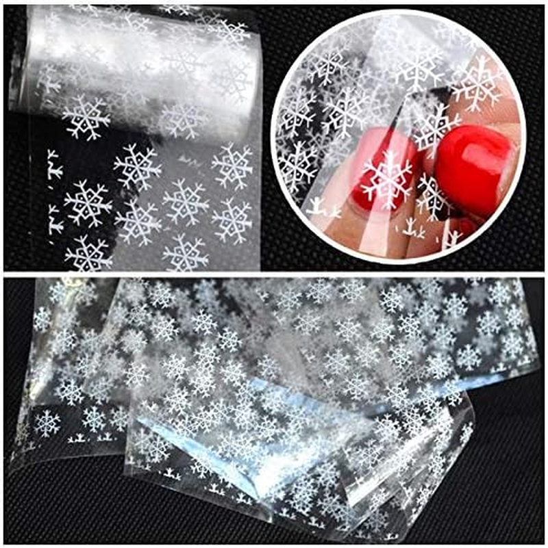 HANGQINGHENG Christmas Snowflake Nail Applique Silver Star Nail Art Applique Snowflake Mix Series image number 1