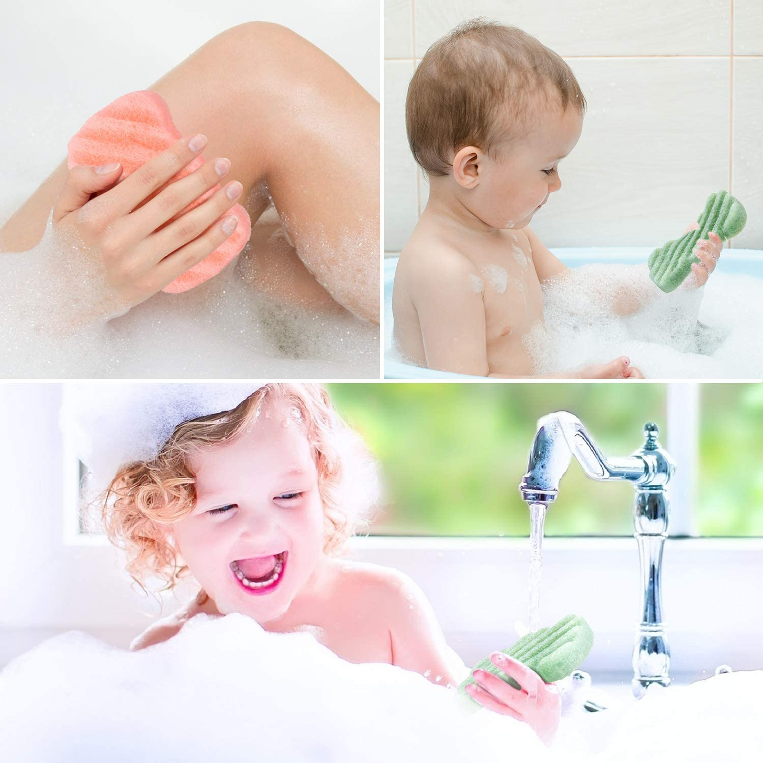 8 Pieces Konjac Soft Bath Shower Sponge Body Pouf Scrubber Exfoliating Facial Cleaning Sponges Foam Loofah for Women Men Kids image number 2