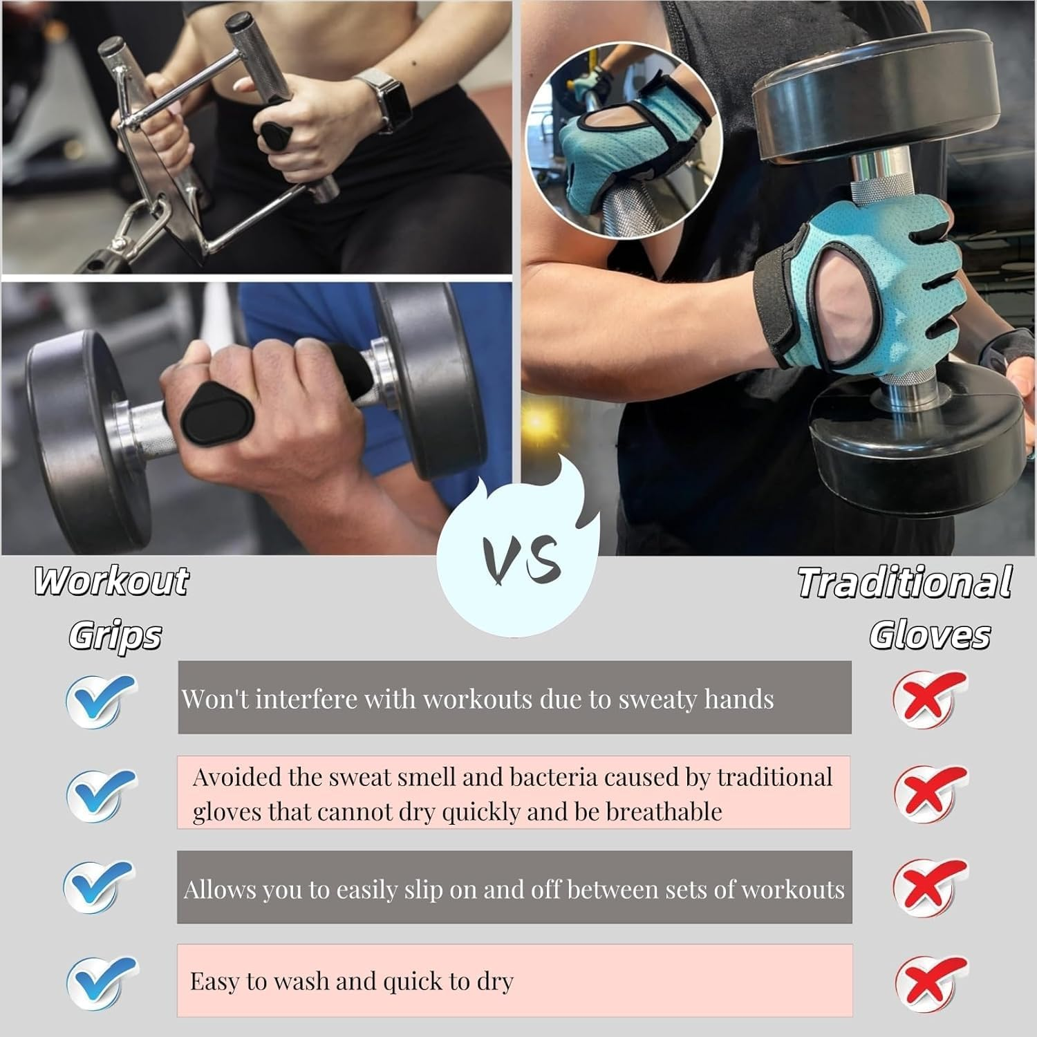 Original Weight Lifting Grips for Men Women Deadlifts, Rows, Ergonomics Workout Rubber Gym Grips Pads for Palm Protection, Fingerless Workout Gloves for Men Exercise Bodybuilding image number 4