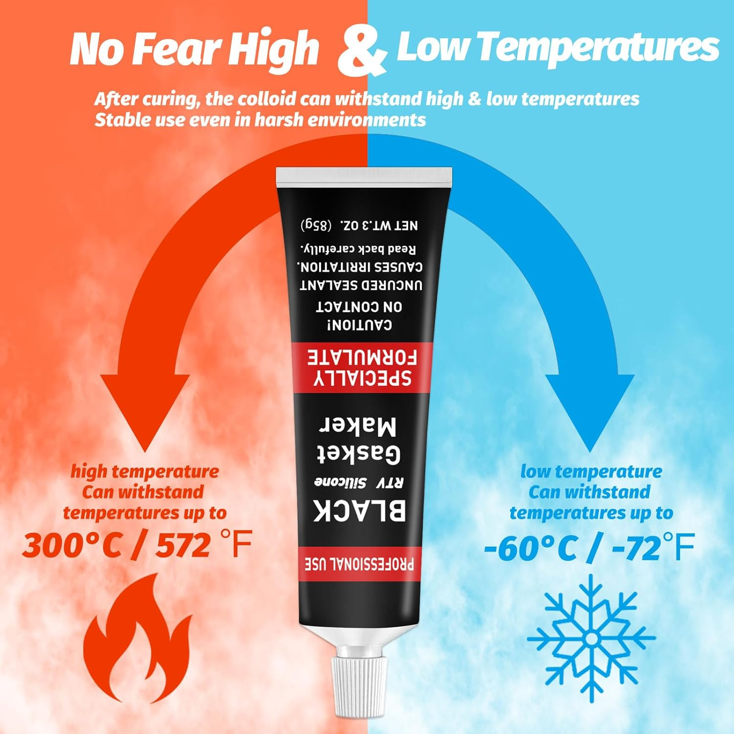 1DFAUL RTV Silicone Gasket Maker Sealant, High Temp Silicone Resist Oil, Anti-Freeze Gasket Sealer for Engines, Gearboxes, Pumps, Superchargers (Black, 170G) image number 4