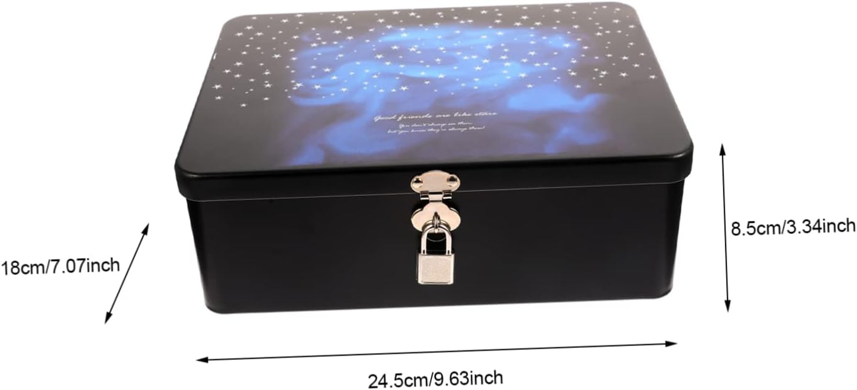 Vintage Large Tinplate Storage Box Lock and Key, Tinplate Container for Desktop Organization, Retro Metal Tin Case Suitable for Secure Storage and Small Items image number 3