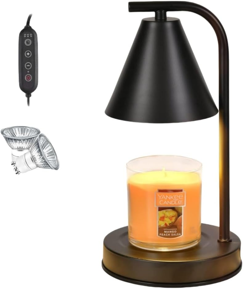 KERLJO Electric Candle Warmer Lamps with 2 Bulbs - Adjustable Brightness and Timer Function, Aromatic Candle Holders for Vintage Bedroom Decor