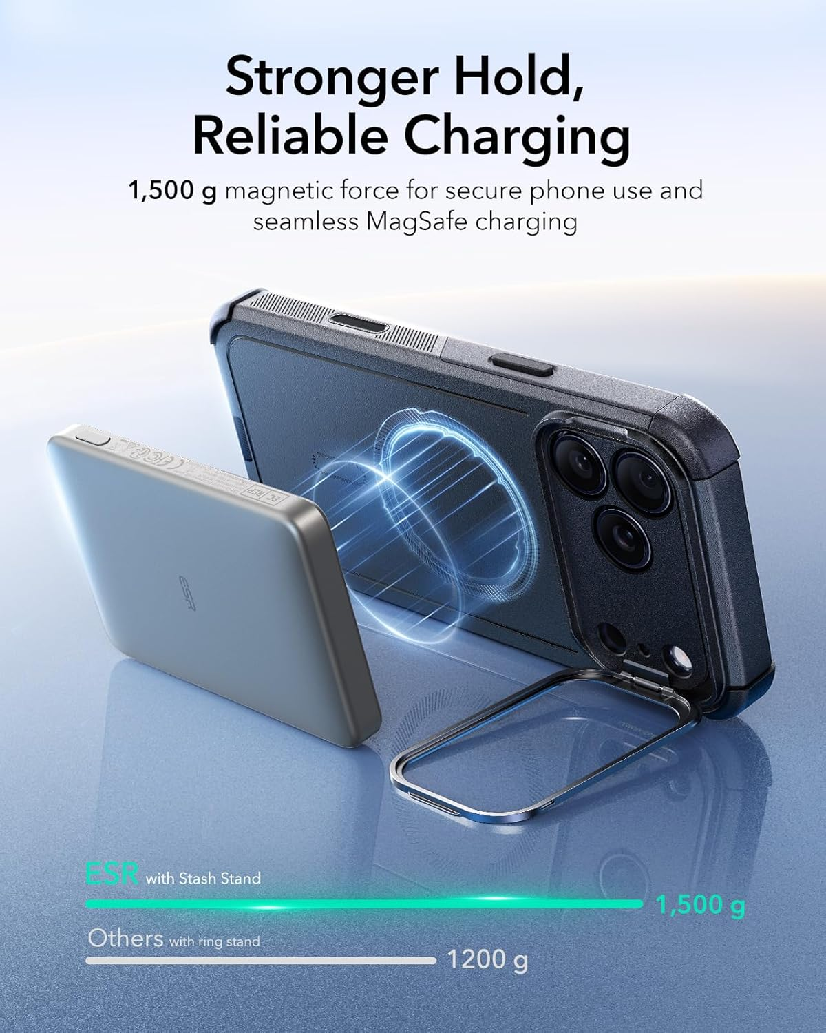 ESR for Iphone 17 Pro Max Case with Stash Stand, 7X Military-Grade Drop Protection with Camera Control, Shock-Absorbing Phone Rugged Cover, Compatible with Magsafe Accessories, Cyber Series, Black image number 2