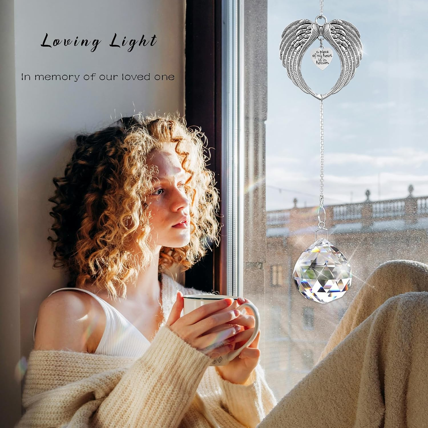 Purefly Memorial Gifts for Loss of Loved One, Unique Sympathy Gift Idea Clear Crystal Ball Window Suncatcher, Rainbow Bereavement Grief Gift Box for Loss of Mother Father Husband Son Daughter Dog image number 4