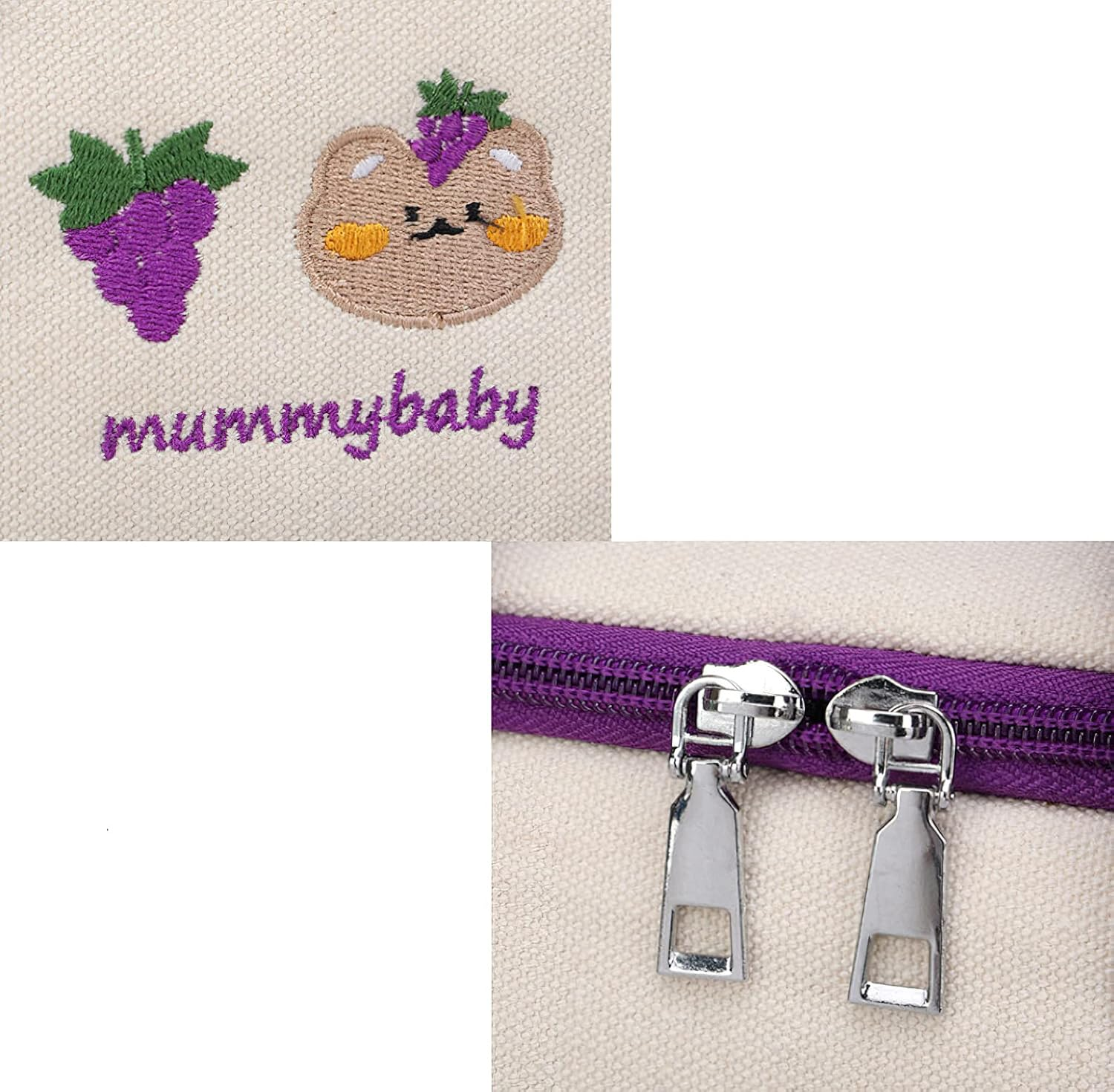 Laureltree Aesthetic Kawaii Cute Lunch Bag Box with Straps Insulated Waterproof Durable for Women Girls Kids Office School (Purple) - Pink image number 6