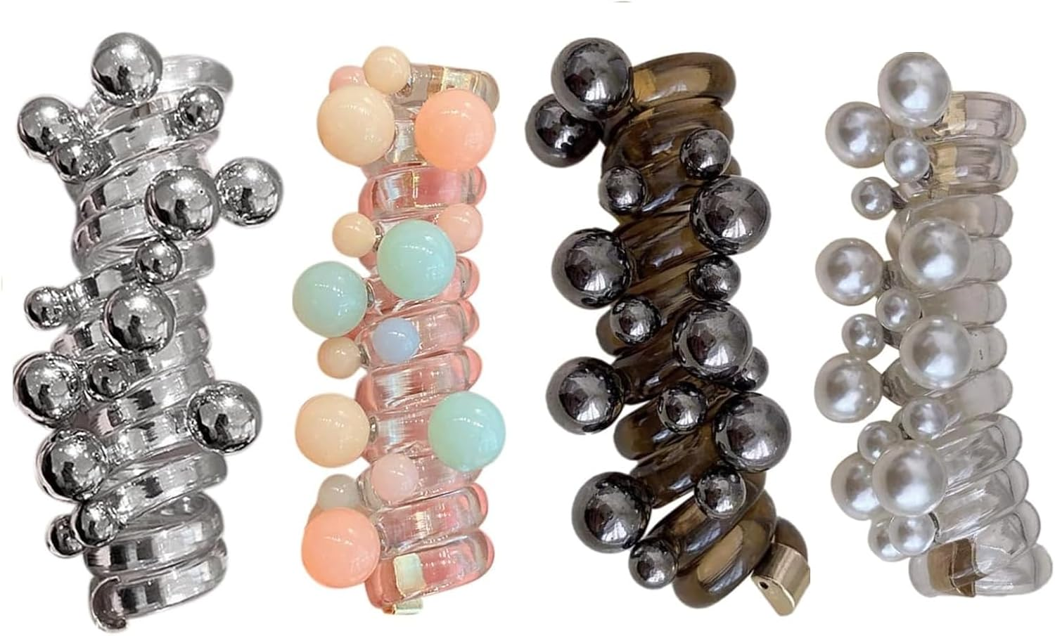 Leanockesa 4Pcs Telephone Wire Hair Bands Spiral Hair Ties Ponytail Braids Fixed Hair Rope for Women Girl Accessory No Crease Elastic Coils Multi Color Hair Scrunchies Supplies image number 6