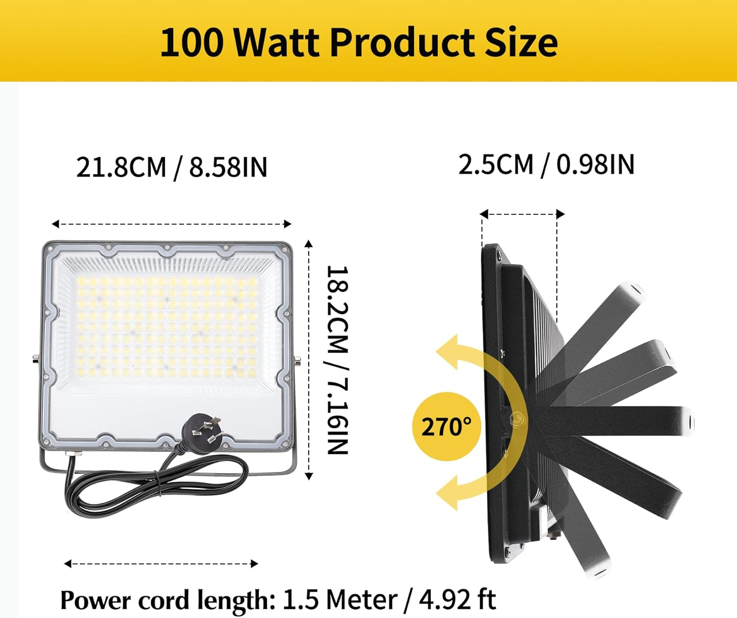 MEEKBOS 100W LED Flood Lights Outdoor, 10000LM Bright 6500K Daylight White, IP66 Waterproof Exterior Security Lights for Yard, Garage, Backyard, Driveway