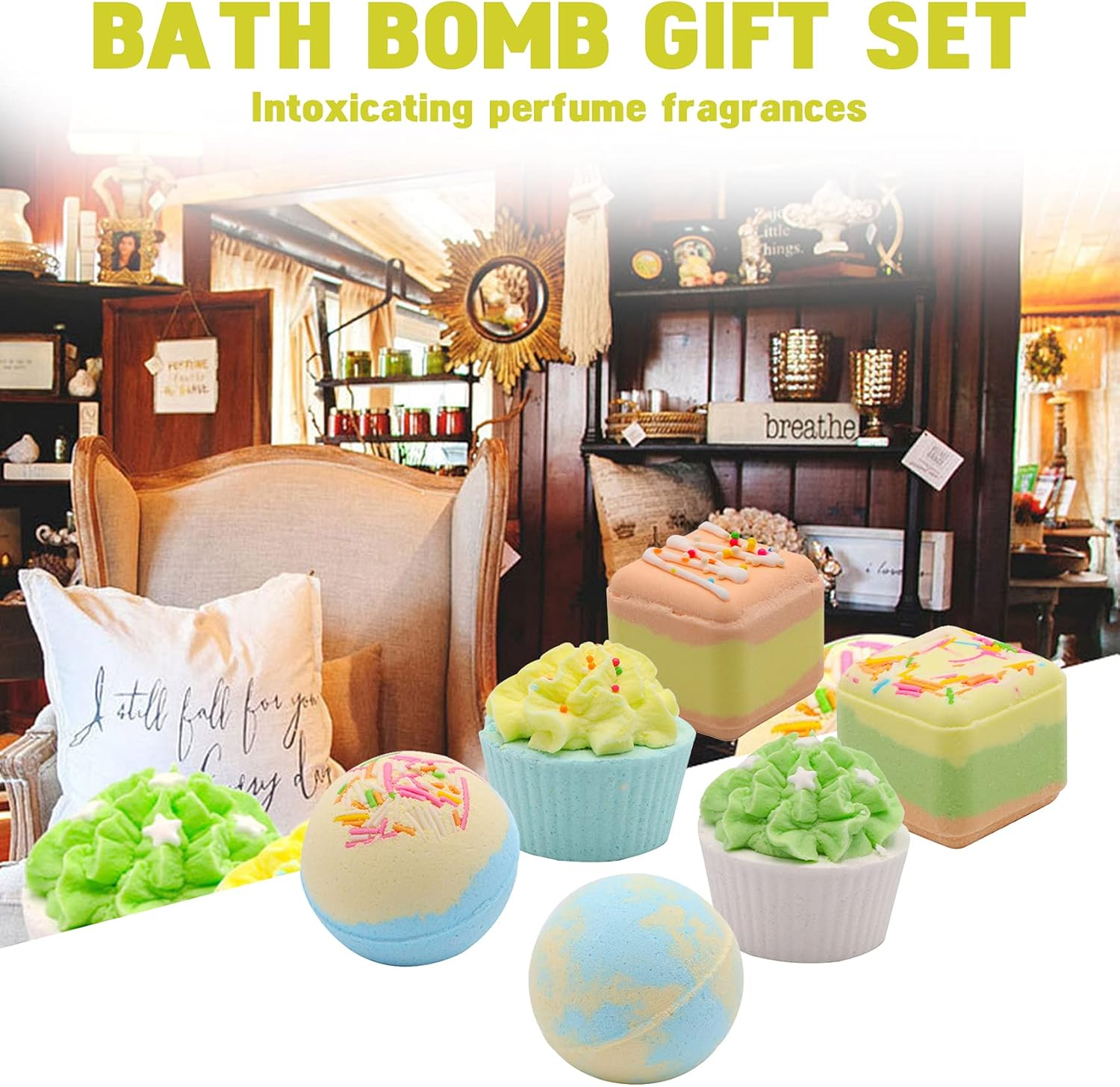 6Pcs Bath Bombs Gift Set - Colorful Fizzies Cupcakes Truffles Sprinkle Balls Spa Bath Kit with Organic Sea Salt Bubble Bath, Moisturizing & Stress Relief for Women, Girls & Moms image number 4