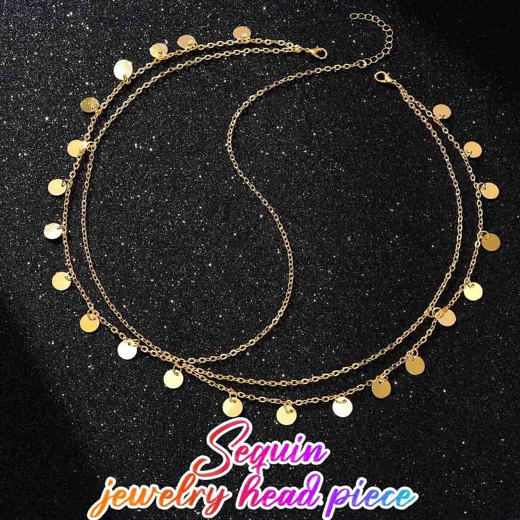 Fashband Sequin Head Chain Tassel Hair Chain Gold Headwear Hair Accessories for Women and Girls image number 6