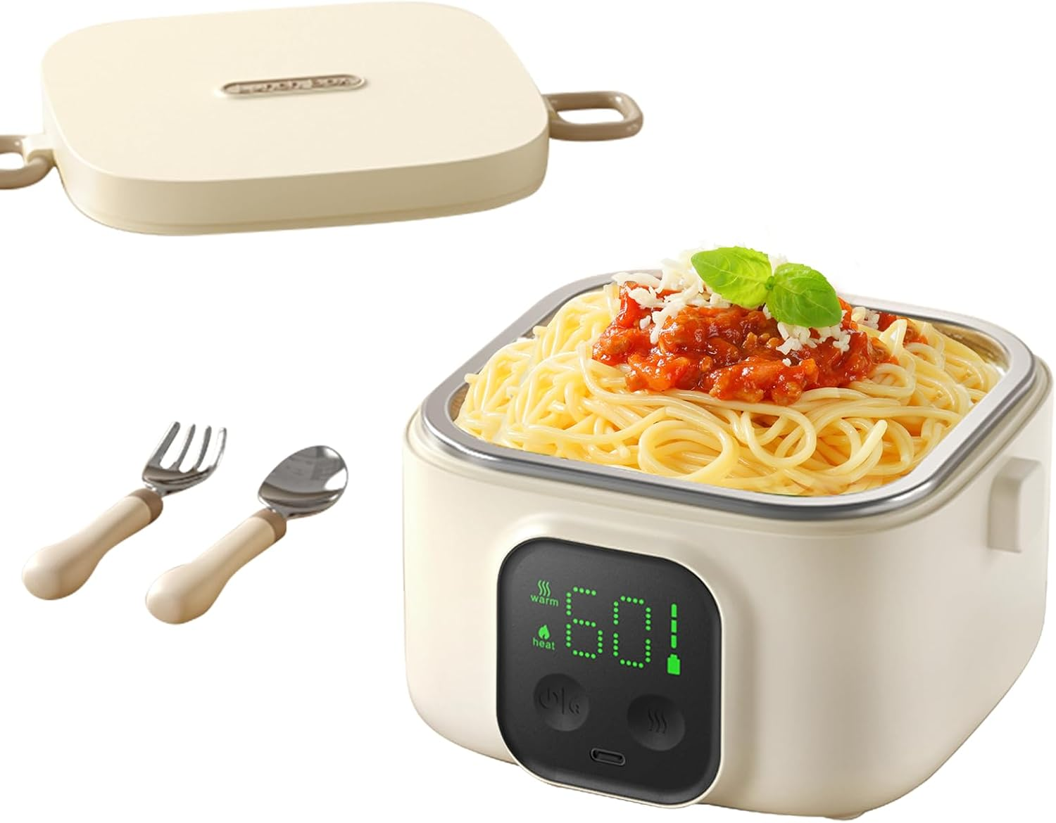 Portable Wireless Electric Heated Lunch Box for Adults,Heating Food Lunch Box for Work,Rechargeable 14000Mah Battery,0.8L Capcity Inner Food Warmer Container,Lunchbox for Travel,Outdoor,Picnic,Office. image number 5