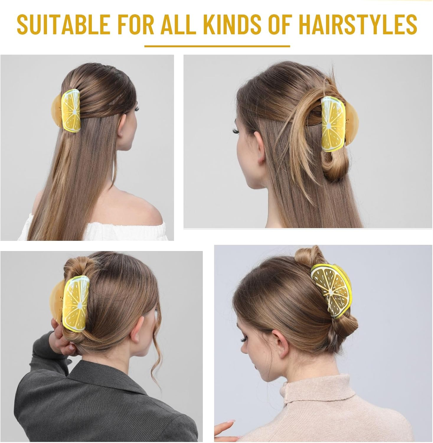 Charmburst Lemon Design Hair Claw Clip Creative Summer Hair Clip for Women Non-Slip Thick Hair for Hawaiian Party Cute Decorative Clip image number 1