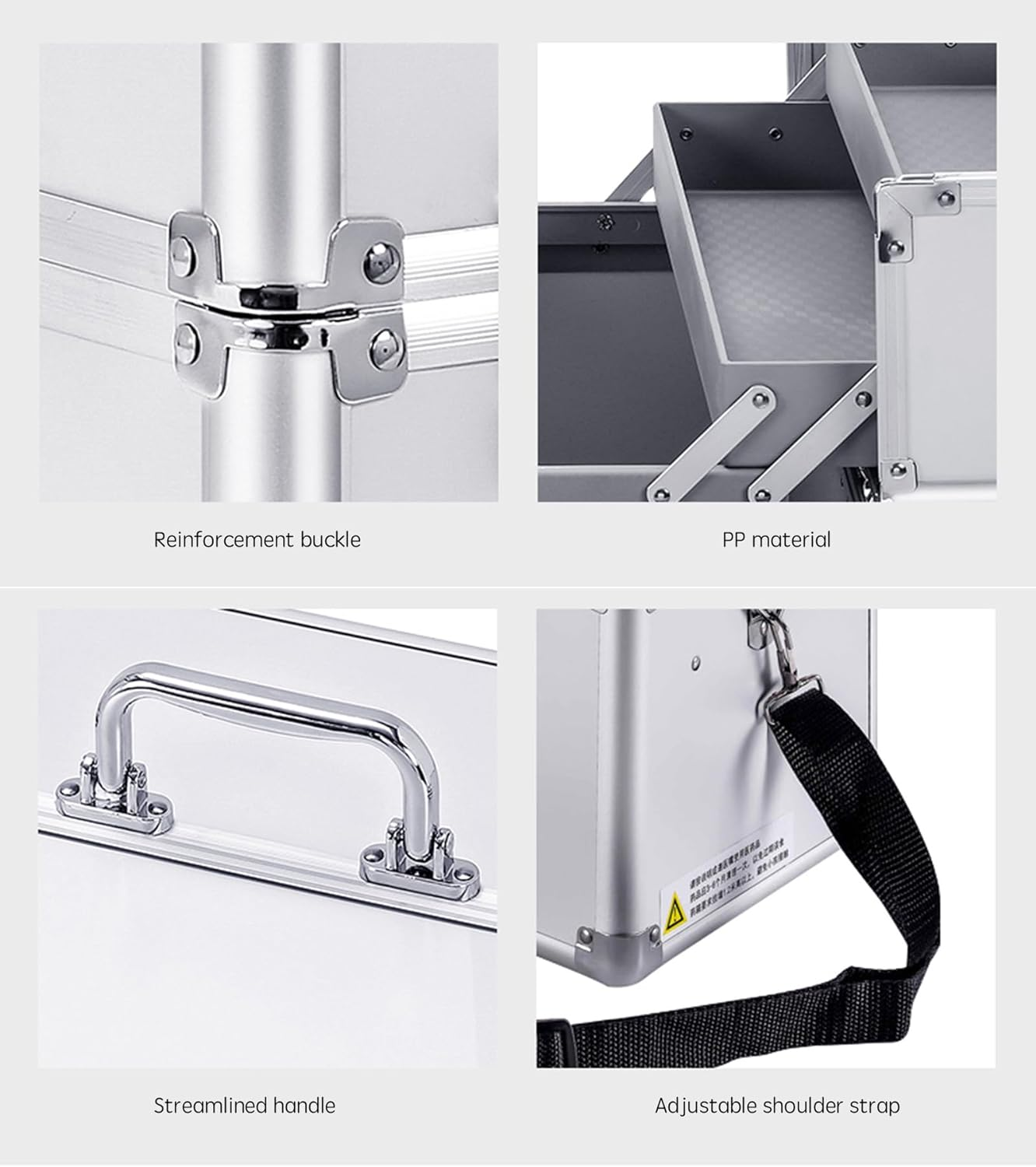 Multi-Layer Aluminum Double-Opening Medicine Box Storage Organizer Medical Kit Emergency First Aid Container Silver image number 2