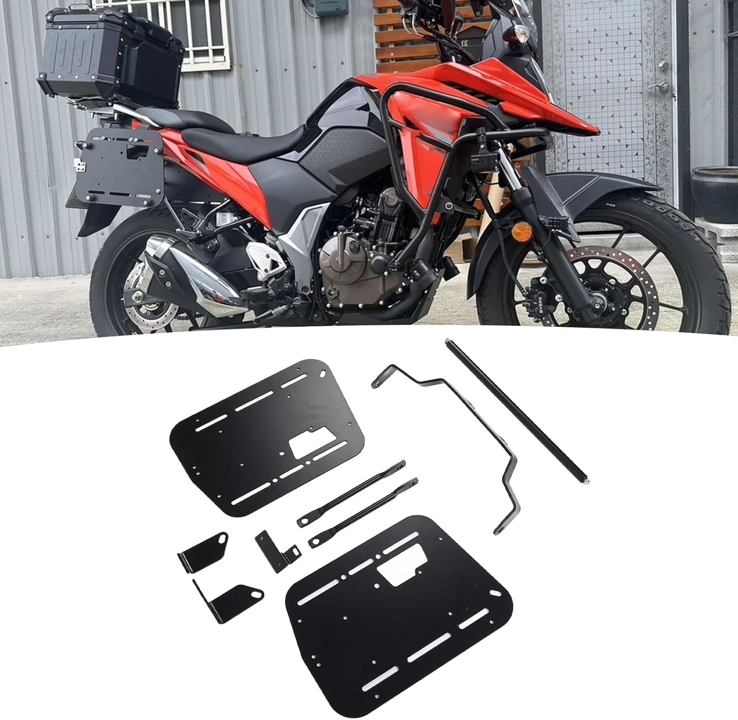 Motorcycle Side Case Mounting Rack, Heavy Duty Aluminum Alloy Side Saddlebag Rack Bracket Kit for 18L 28L 35L 38L Side Cases, Quick Release Mechanism, 61 Pcs Accessories image number 1