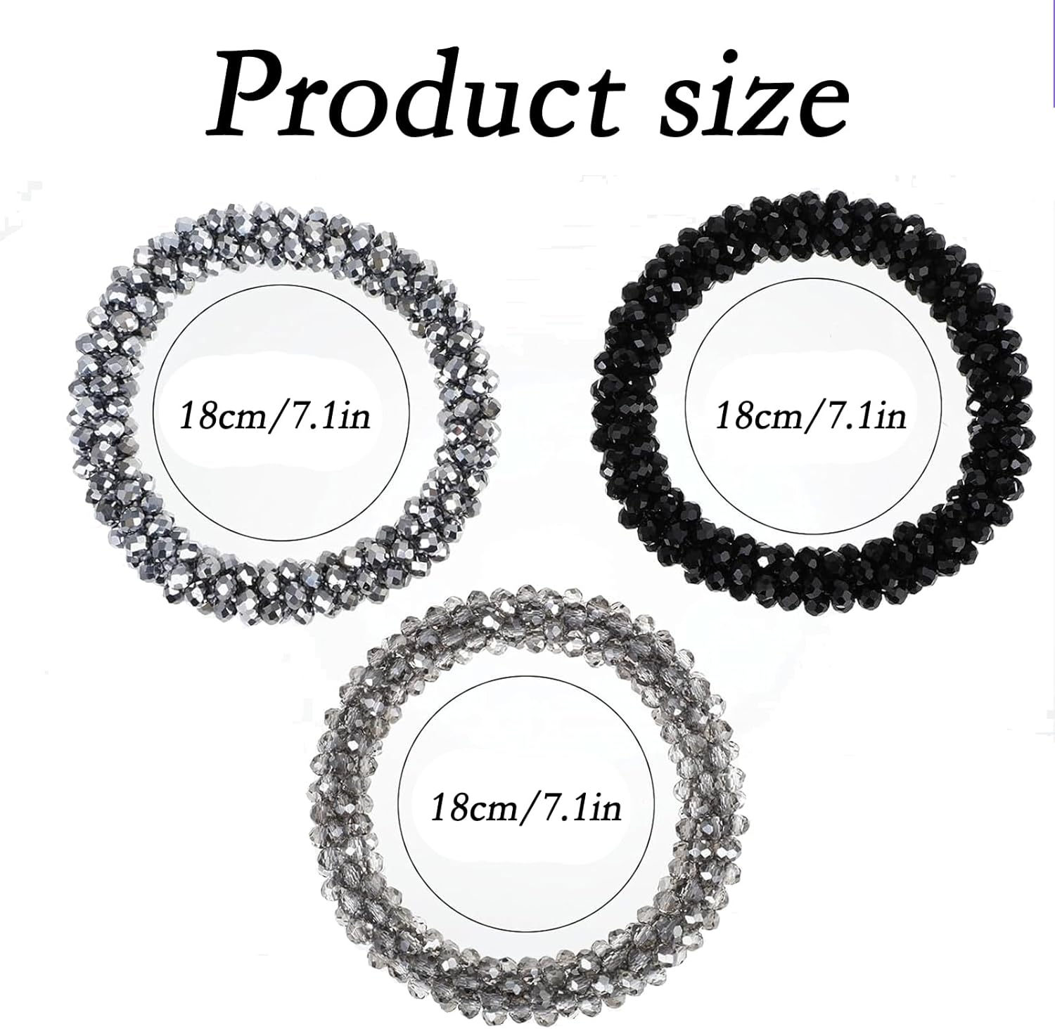 WERIGONI Pack of 3 Glitter Stones Hair Accessories for Women Elastic Headband Crystal Bracelet Gifts for Women image number 3