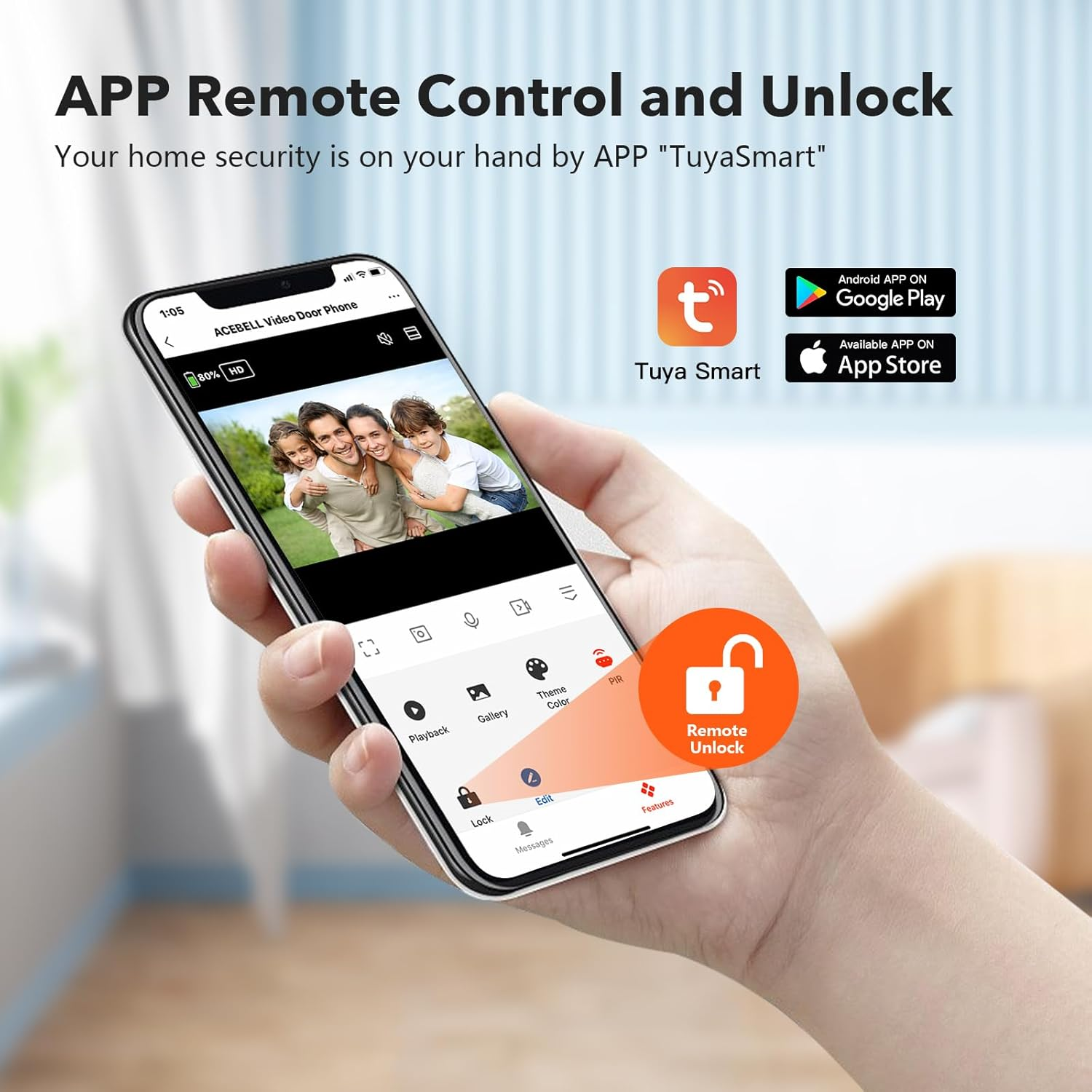 Wifi Wireless Video Doorbell Intercom System, 1080P Video Doorbell Camera with Monitor, Video Door Phone with 7''Touch Screen, APP Control, Motion Detection, No Monthly Fees, Long Battery Life image number 2