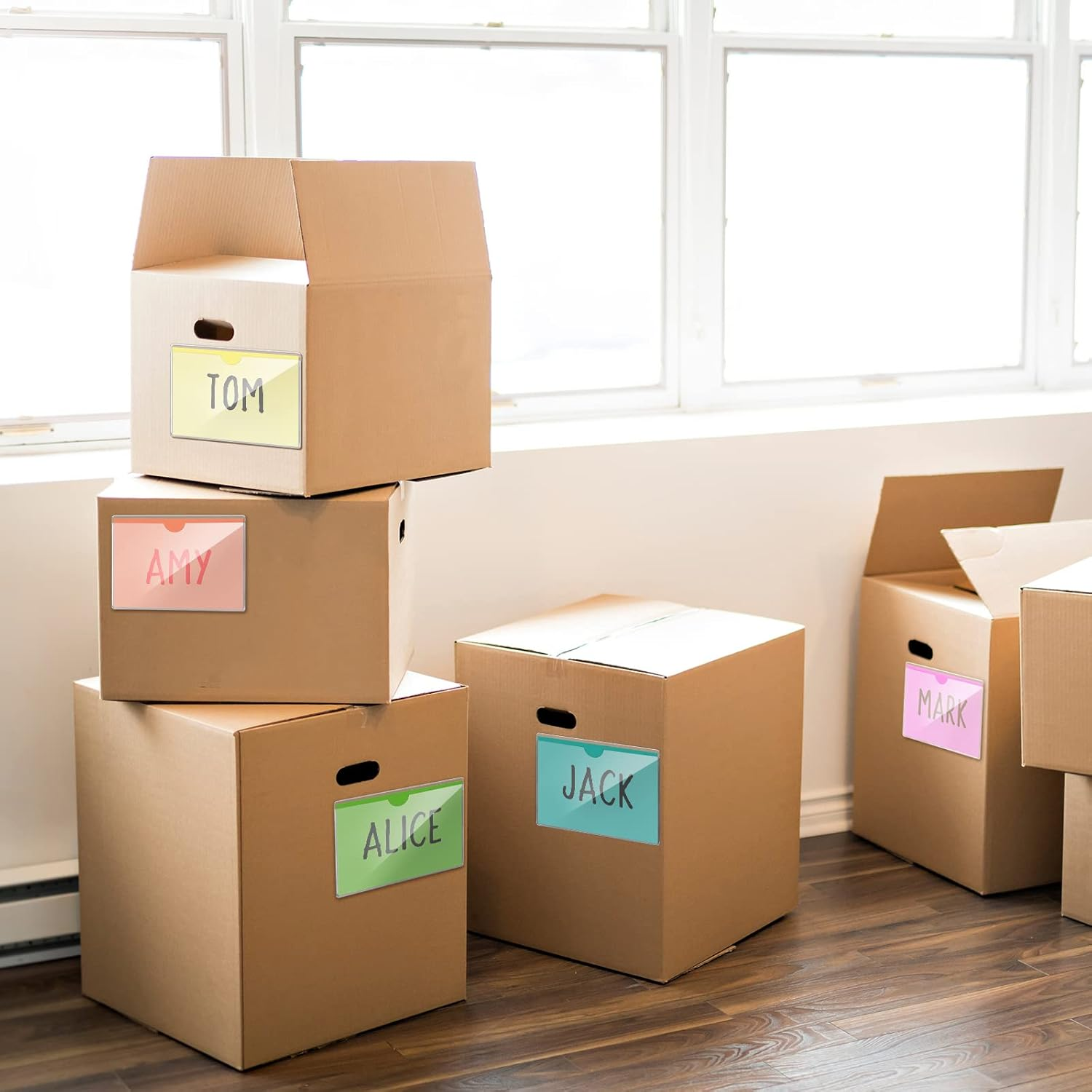 Clear Adhesive Pockets Self Adhesive Label Holder Adhesive Pockets for Planners Business Card Pockets Organizing and Protecting Index Cards, Business Cards, Photos, 5 Sizes(50 Pieces) image number 6