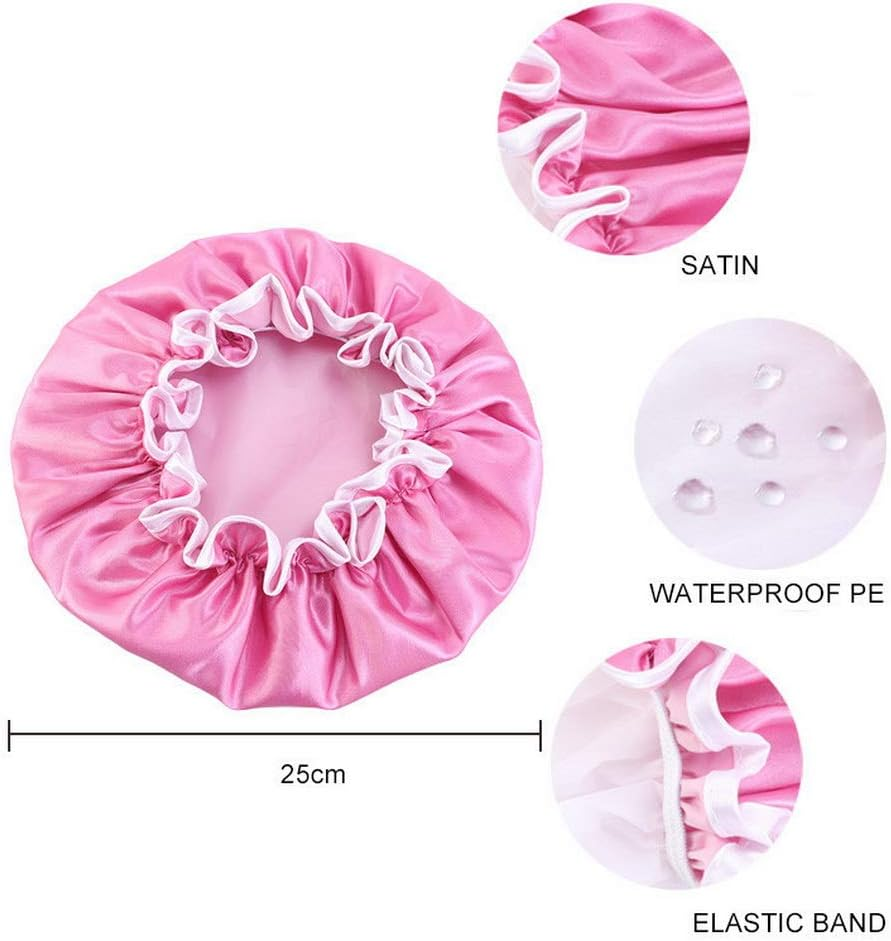 COMVIP Women Waterproof Elastic Band Bathing Cap Sleep Stain Bonnet I: Blue image number 1