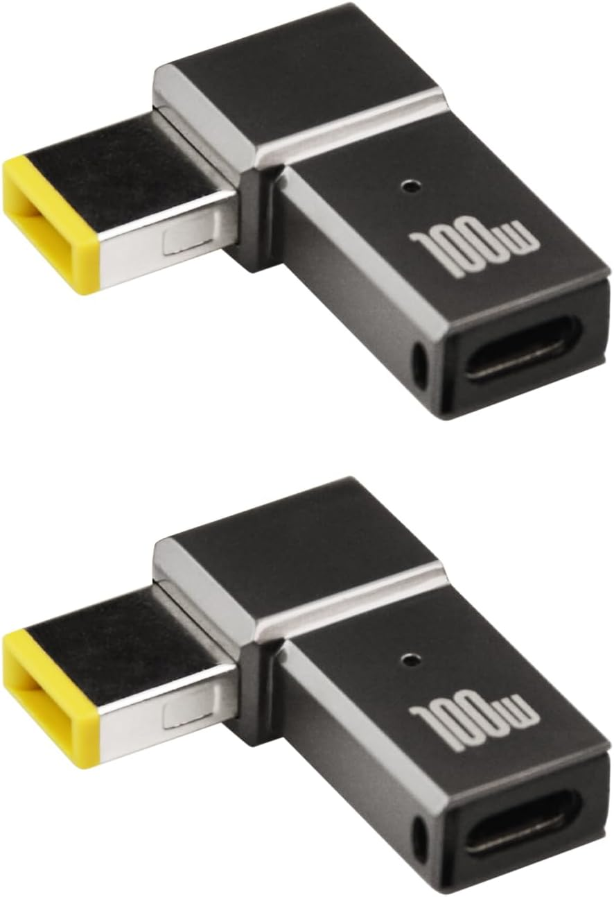 USB C to Slim Tip Adapter, 2Pcs 100W 5A Laptop Charging Cable Adapter with USB C Female Input to Slim Tip Rectangle Zinc Alloy PD Charge Converter for Laptops image number 6