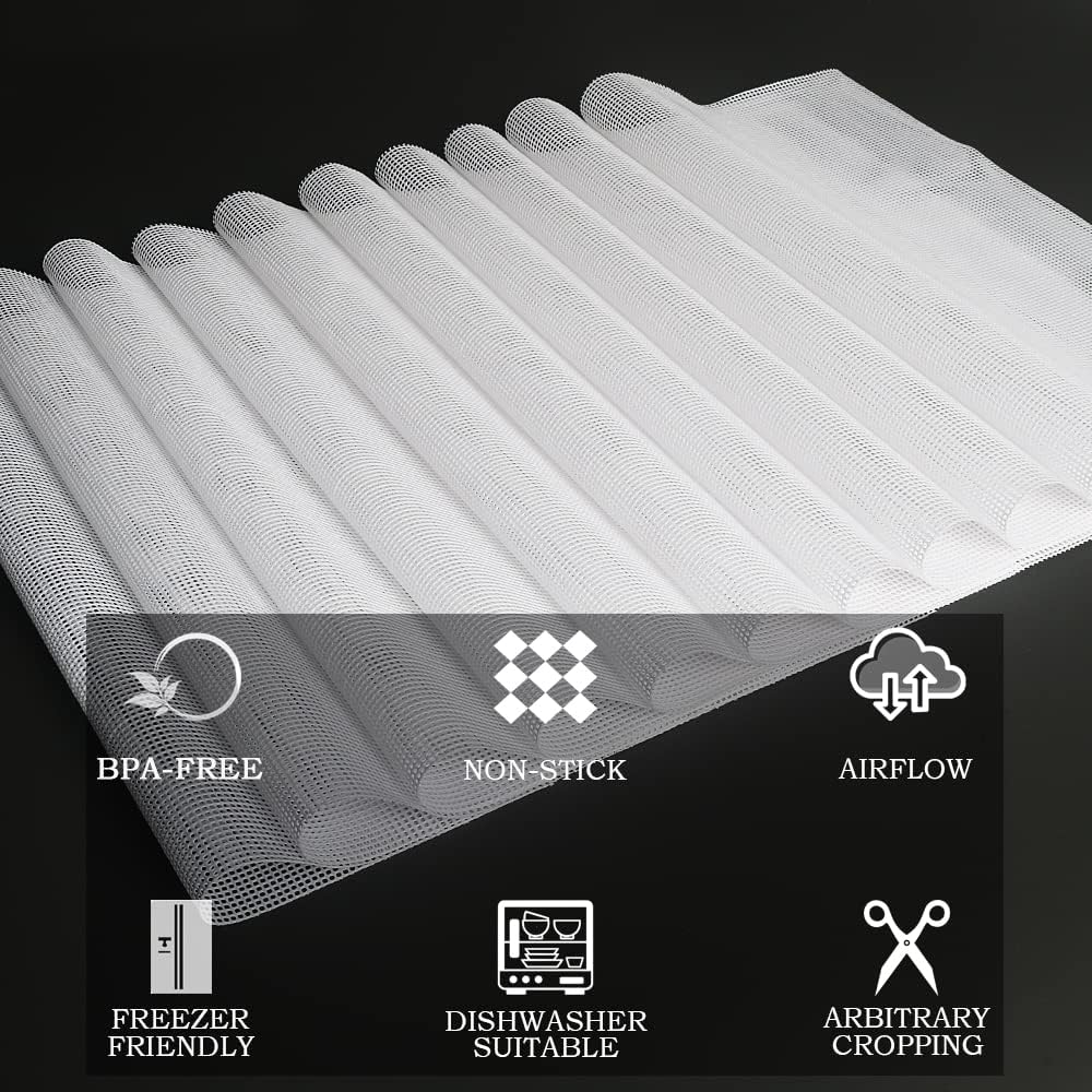 Kispog Mesh Silicone Dehydrator Sheets, 10X10 in 10 Pcs/Sets for Food Dehydrator & Freeze Dryer (10X10 INCH Mesh Silicone Dehtdrator Sheet) image number 6