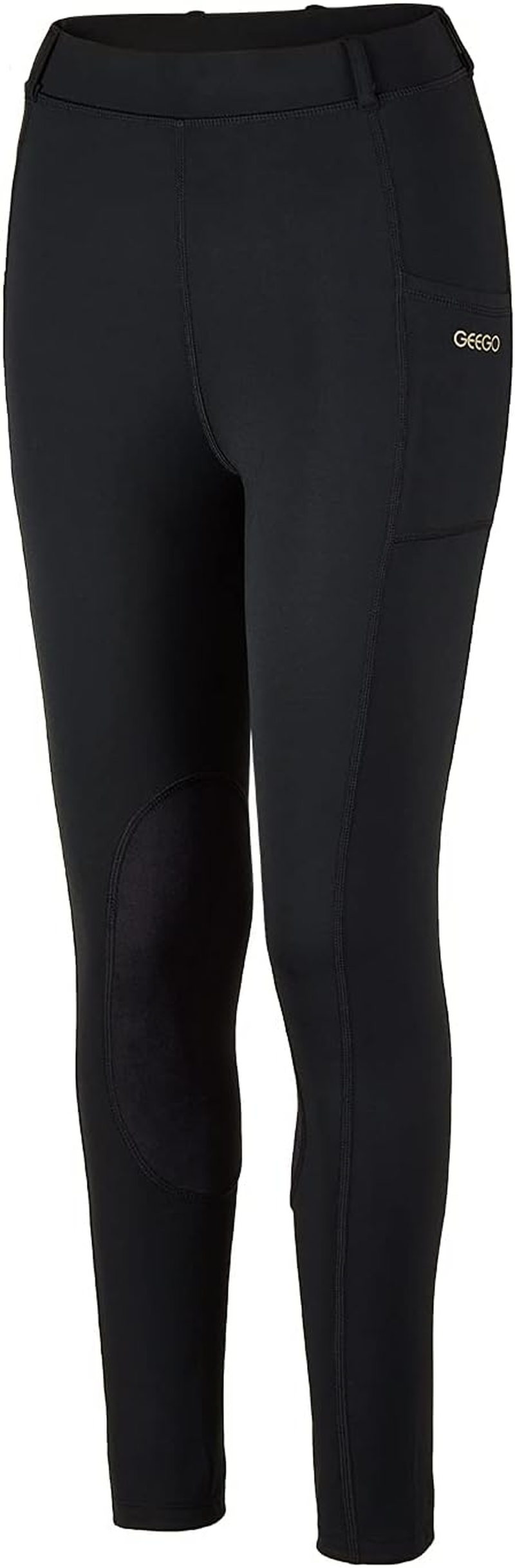 Geego Girls Horse Riding Pants, Kids Equestrian Breeches Knee Patch, Youth Schooling Tights with Side Pockets Belt Loops image number 4