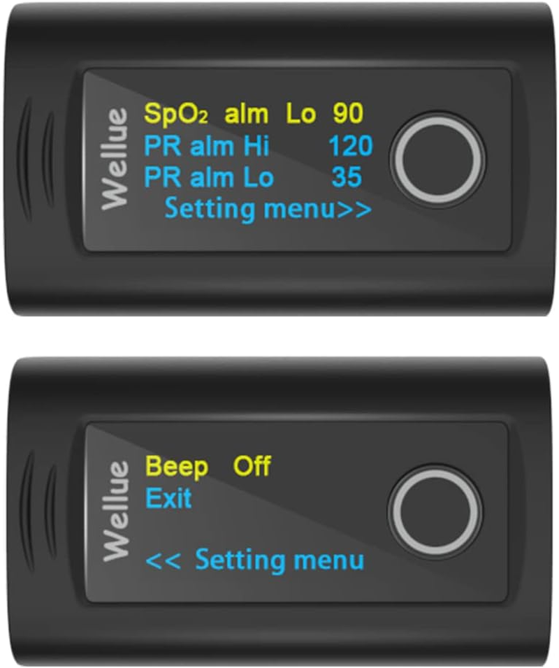 Wellue Fingertip Blood Oxygen Saturation Monitor with Alarm, Batteries, Carry Bag & Lanyard for Wellness Use PC-60FW Bluetooth image number 4