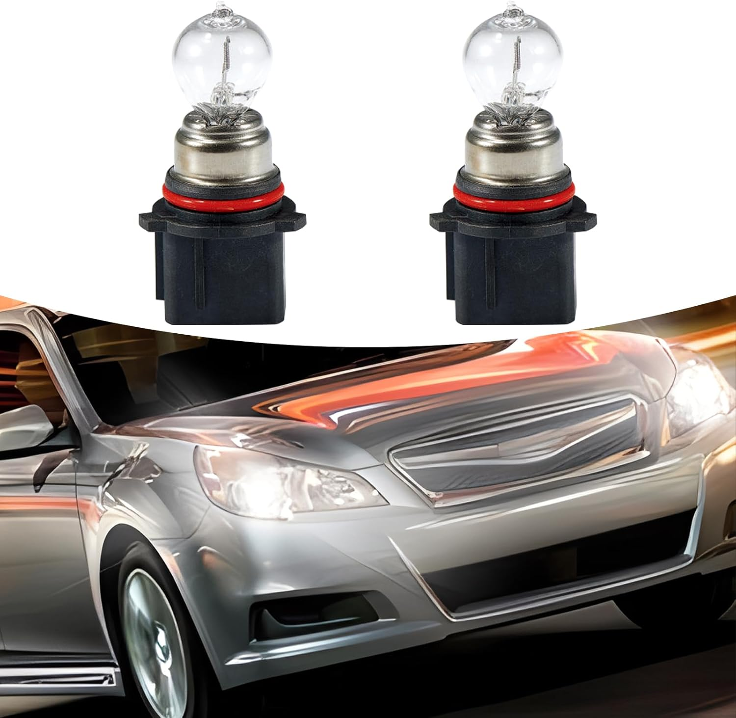 2 PCS Car Halogen Fog Light Bulb, PSX24W 3200-3500K Clear Light Source Uv-Resistant Quartz Glass Steering Brake Light, Lighting Replacement Modification Accessory, for Most Cars (White)