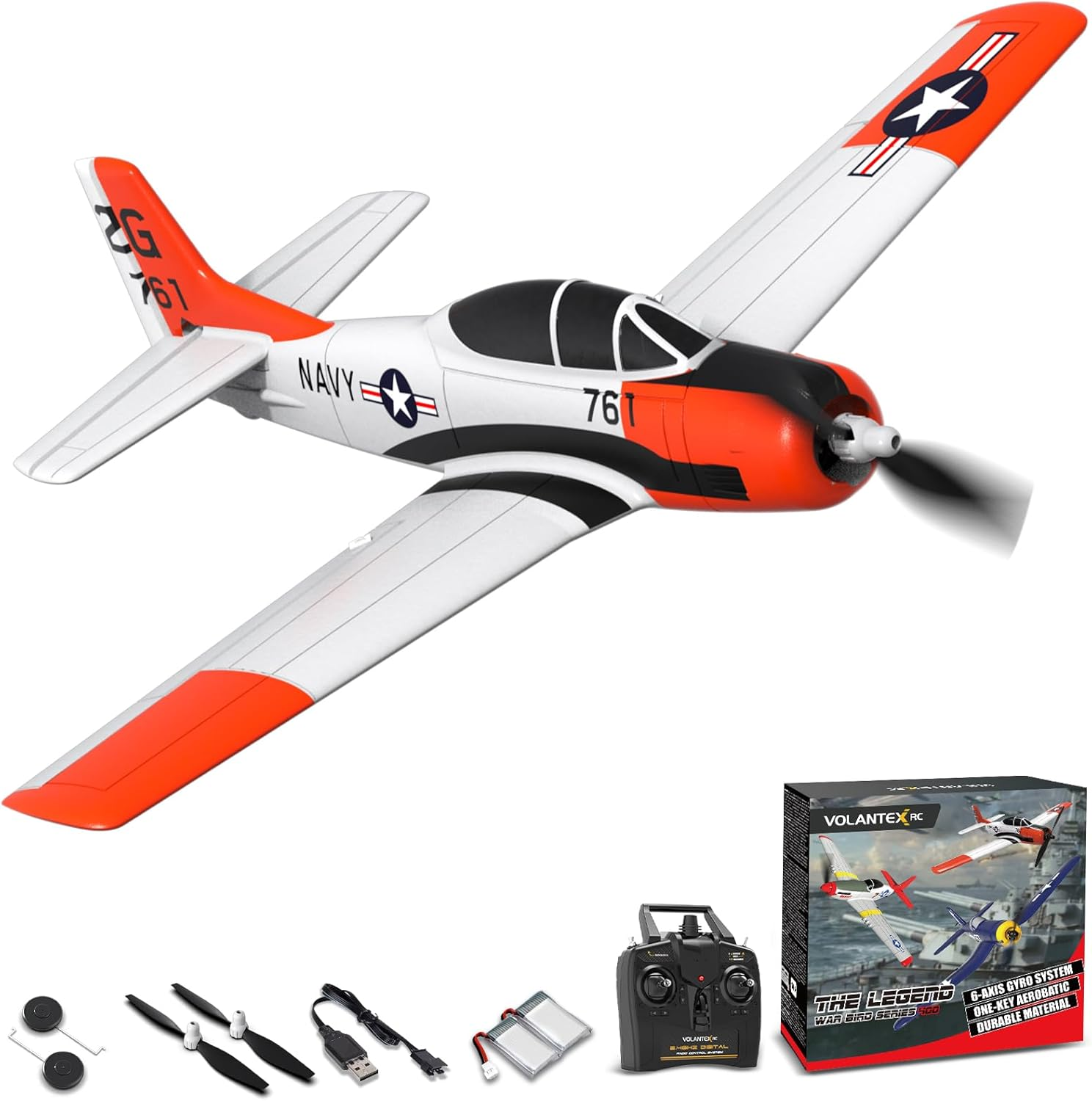 VOLANTEXRC Remote Control Airplane 2.4Ghz 4CH with Aileron T28 Trojan Parkflyer RC Plane Ready to Fly with Xpilot Stabilization System, One-Key Aerobatic Perfect for Beginner (761-9 RTF) image number 6
