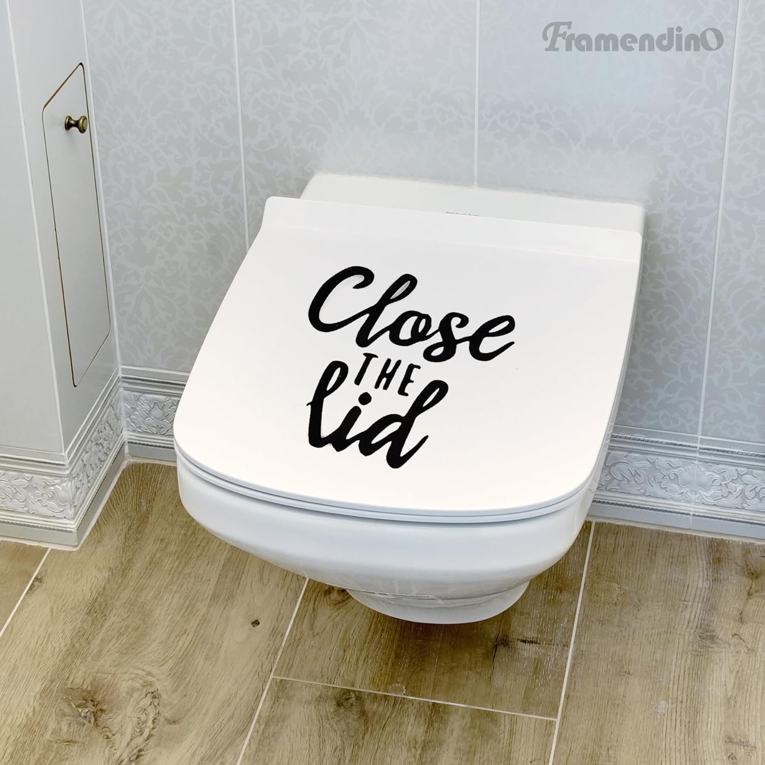 Framendino, 2 Pack DIY Bathroom Toilet Seat Sticker Decal Funny Reminder Decoration Washroom image number 3