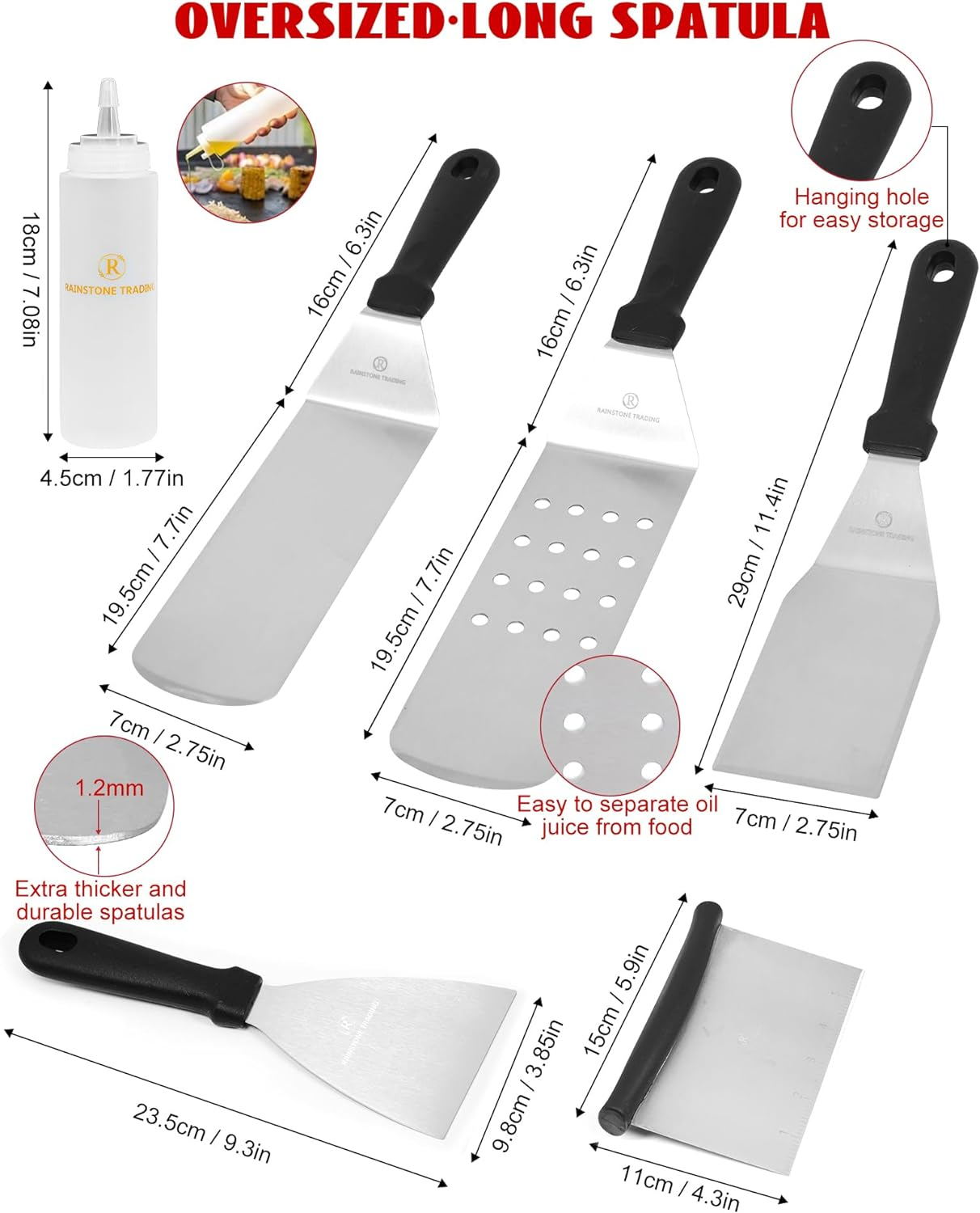 Blackstone Griddle Accessories Kit, 14 Pcs Stainless Steel Griddle Grill Tools Set Blackstone and Camp Chef, Professional Grill Spatula Set for Men Women Outdoor BBQ and Camping image number 2