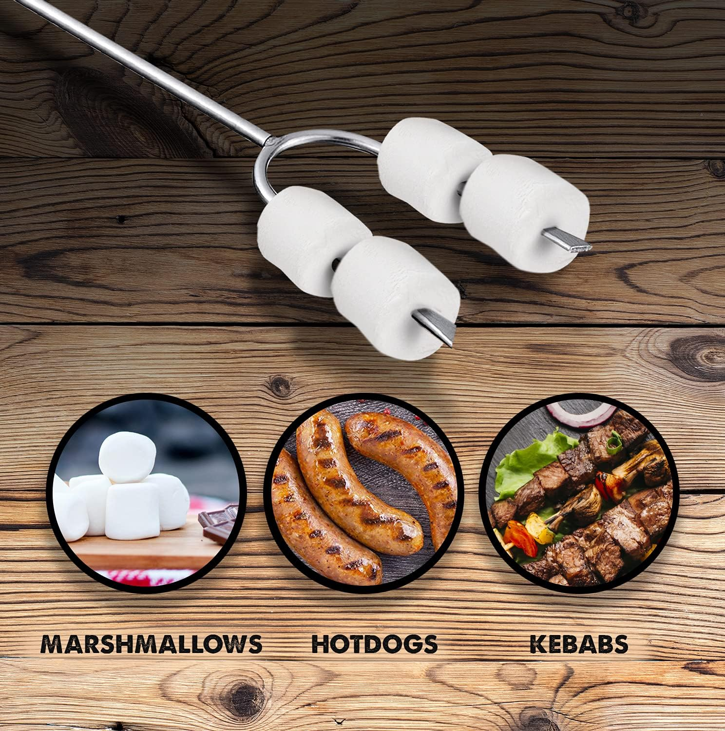 Marshmallow Roasting Sticks ? Set of 4 Telescoping Campfire Sticks - Protect Your Kids with the Best Insulated Holder ? Extendable Retractable and Collapsing ? Heavy Duty Metal Camping Equipment image number 2