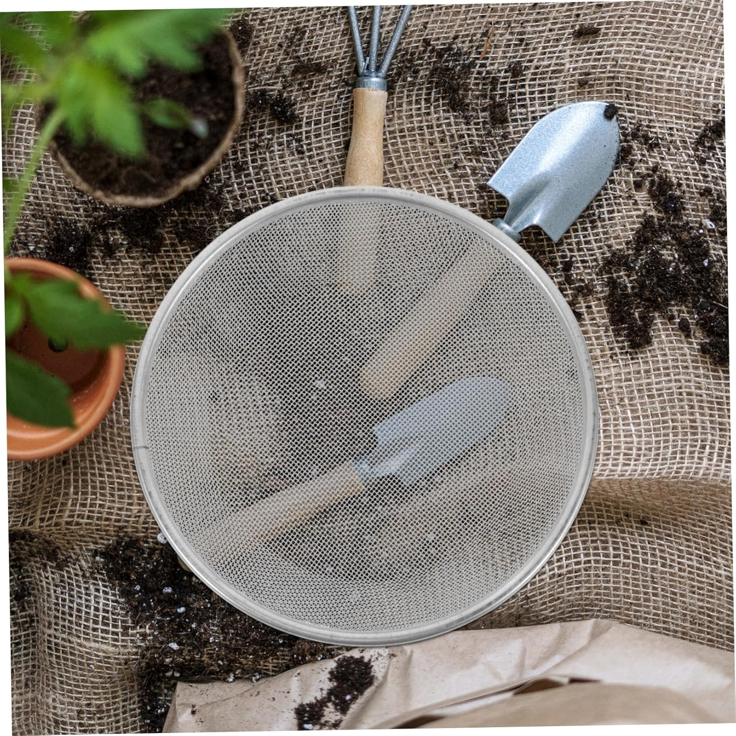 Yardenfun Compost Sifter Garden Sieve Soil Sifter Sandstone Sieve Tool for Bucket Gardening Gloves image number 3