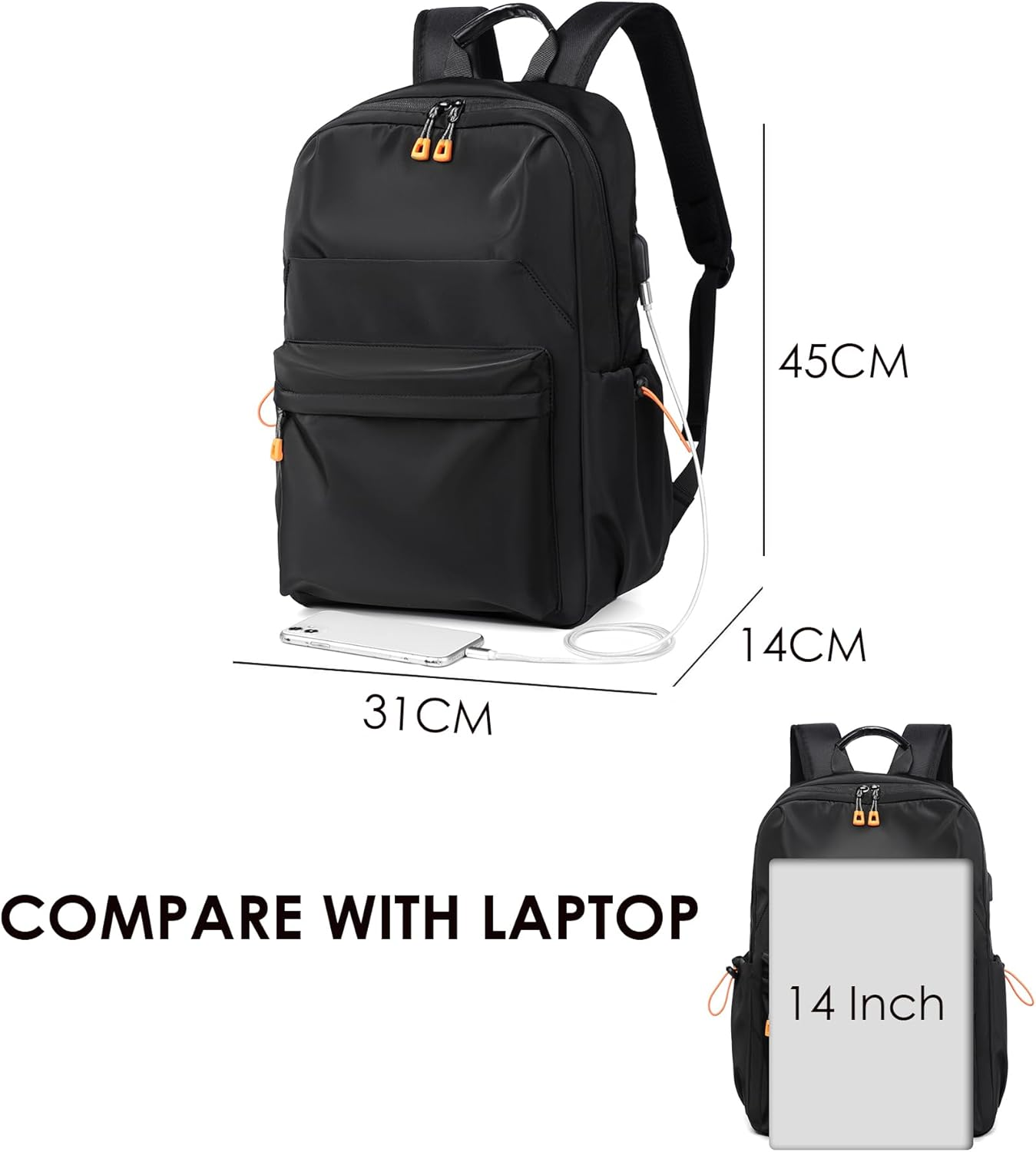 UAAQV Laptop Backpack for Travel, 15 Inch Laptop Backpack for Men and Women Business Backpack Work Daypack with USB Charging Port image number 6