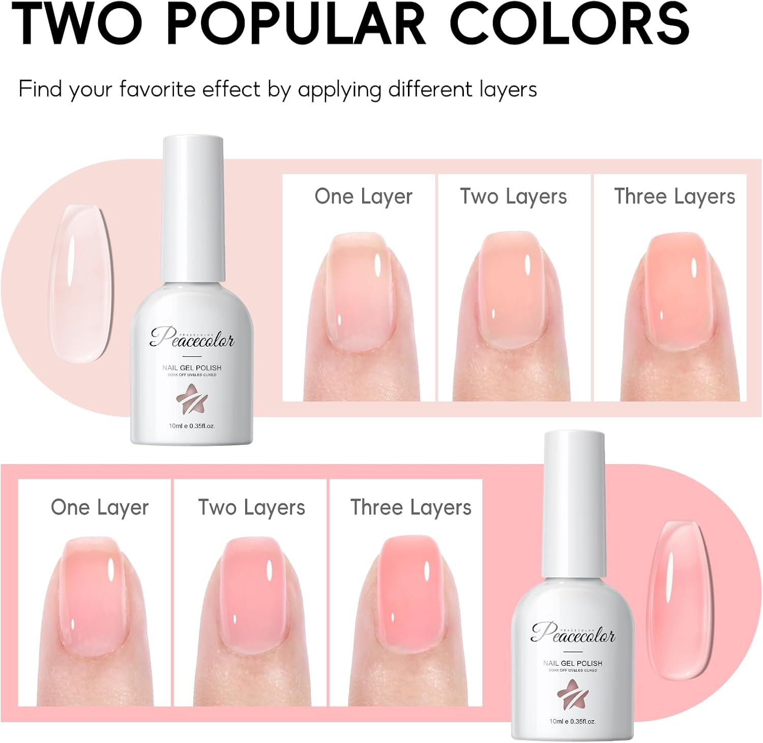 PEACECOLOR Gel Nail Kit, 240Pcs Short Medium Almond Nail Tips with U V Light 2PC Jelly Gel Polish Nail Glue Top Coat Stickers Rhinestones Easy Extension Set DIY Salon Gifts for Women image number 1