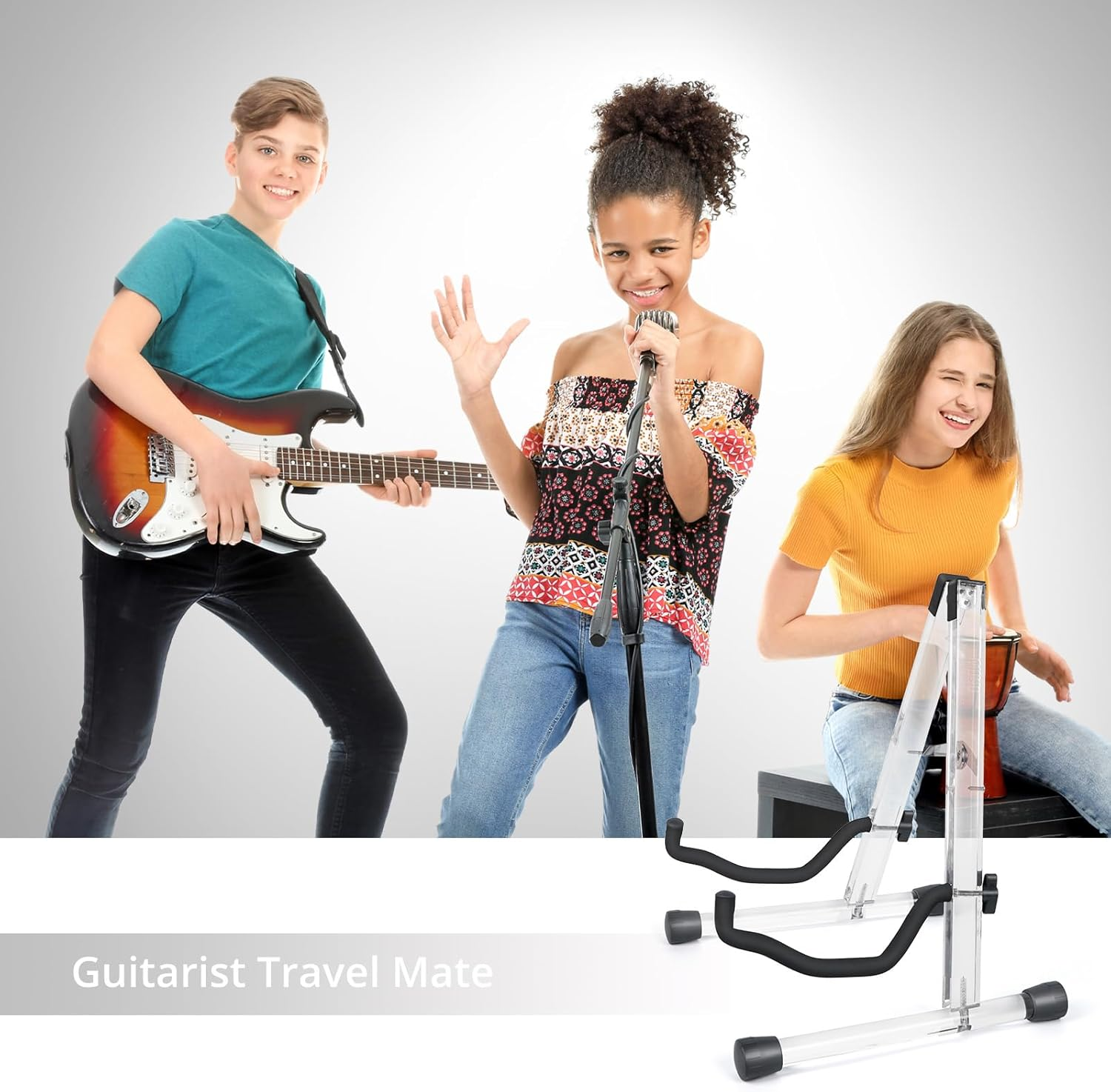 MUSO Guitar Stand,Acoustic Guitar Stand,Acrylic Classical Electric Guitar Stand,Foldable Bass Guitar Stand,Guitar Accessories (Crystal) - Acacia image number 7